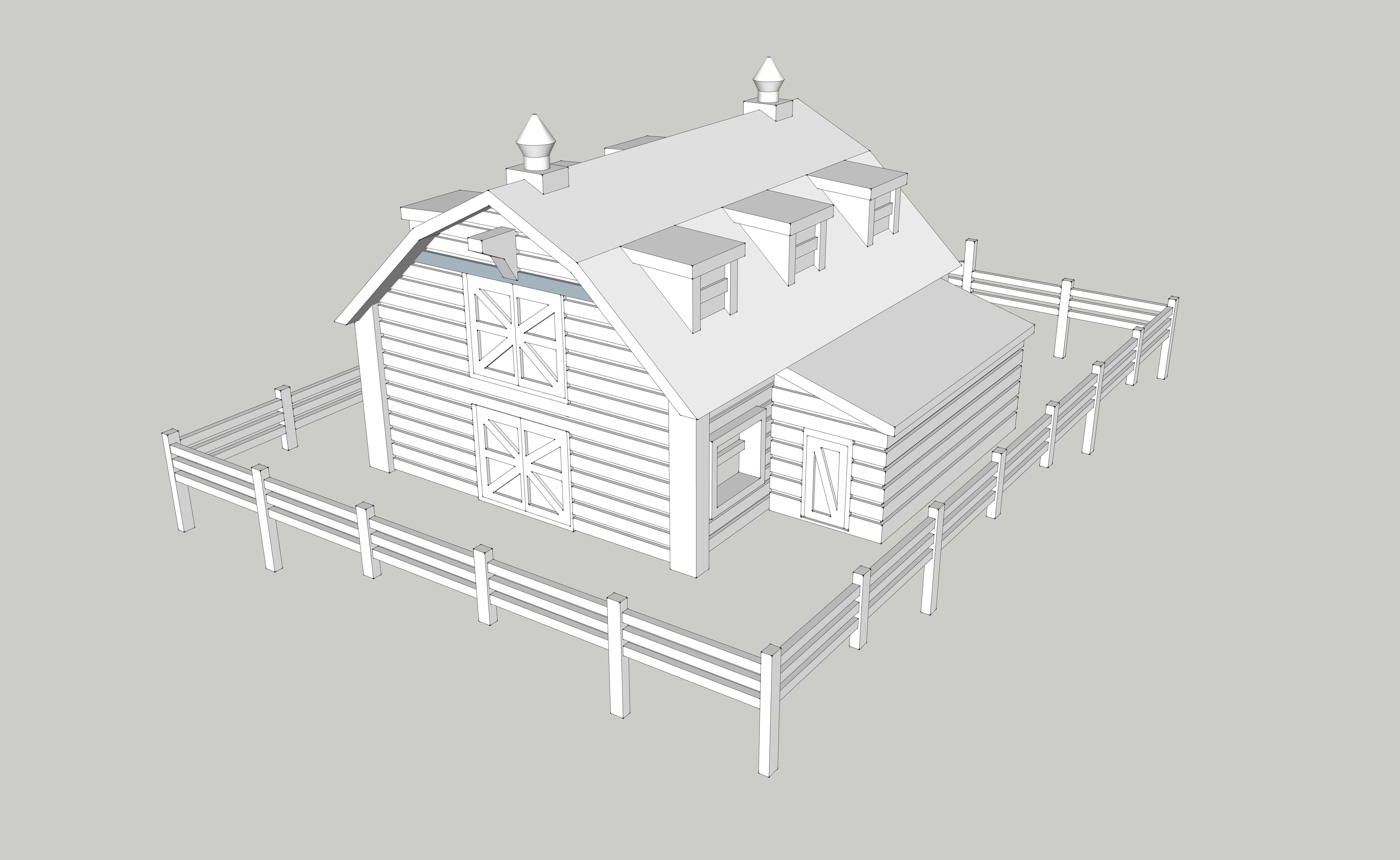 Countryside Barn with Fence by Outland Models Low-poly 3D model_3