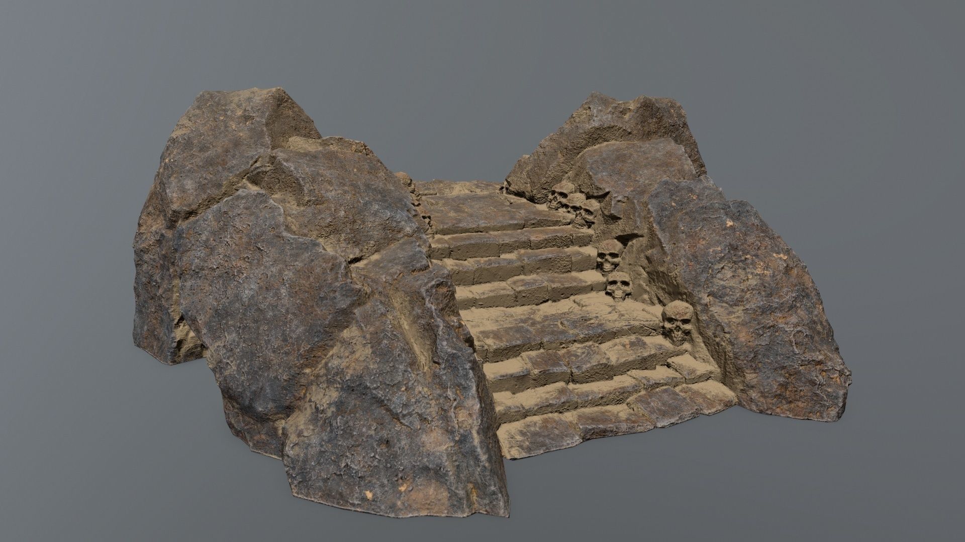 Ruin Stairs Low-poly 3D model_3