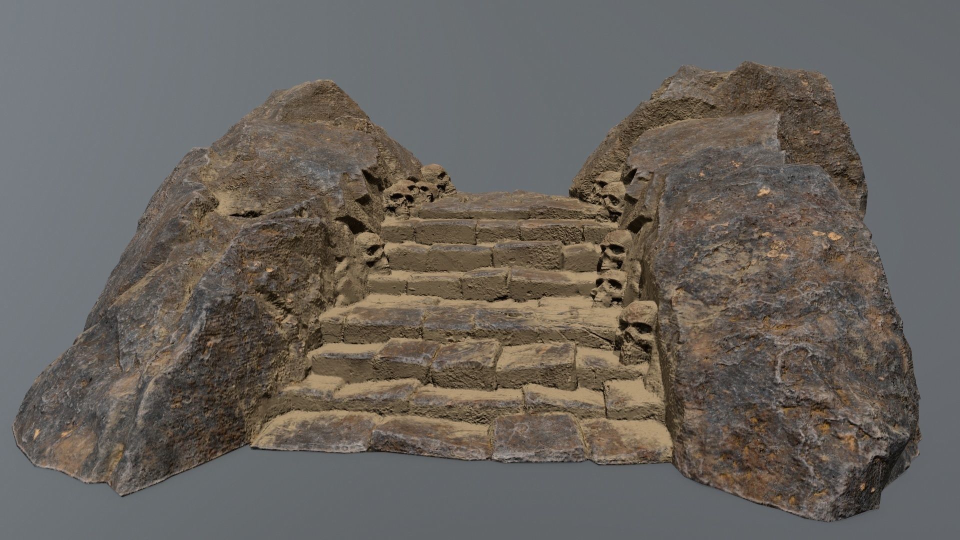 Ruin Stairs Low-poly 3D model_1