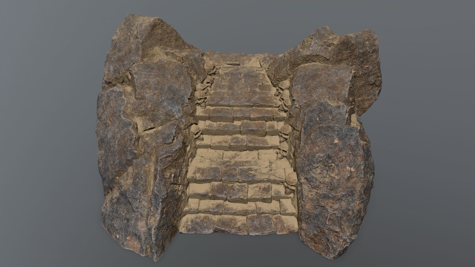 Ruin Stairs Low-poly 3D model_12