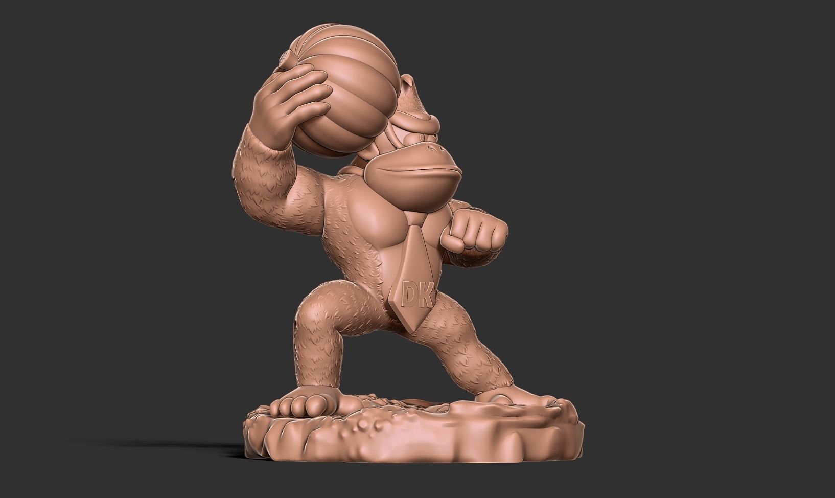Donkey Kong hugs a pumpkin 3D print model_14
