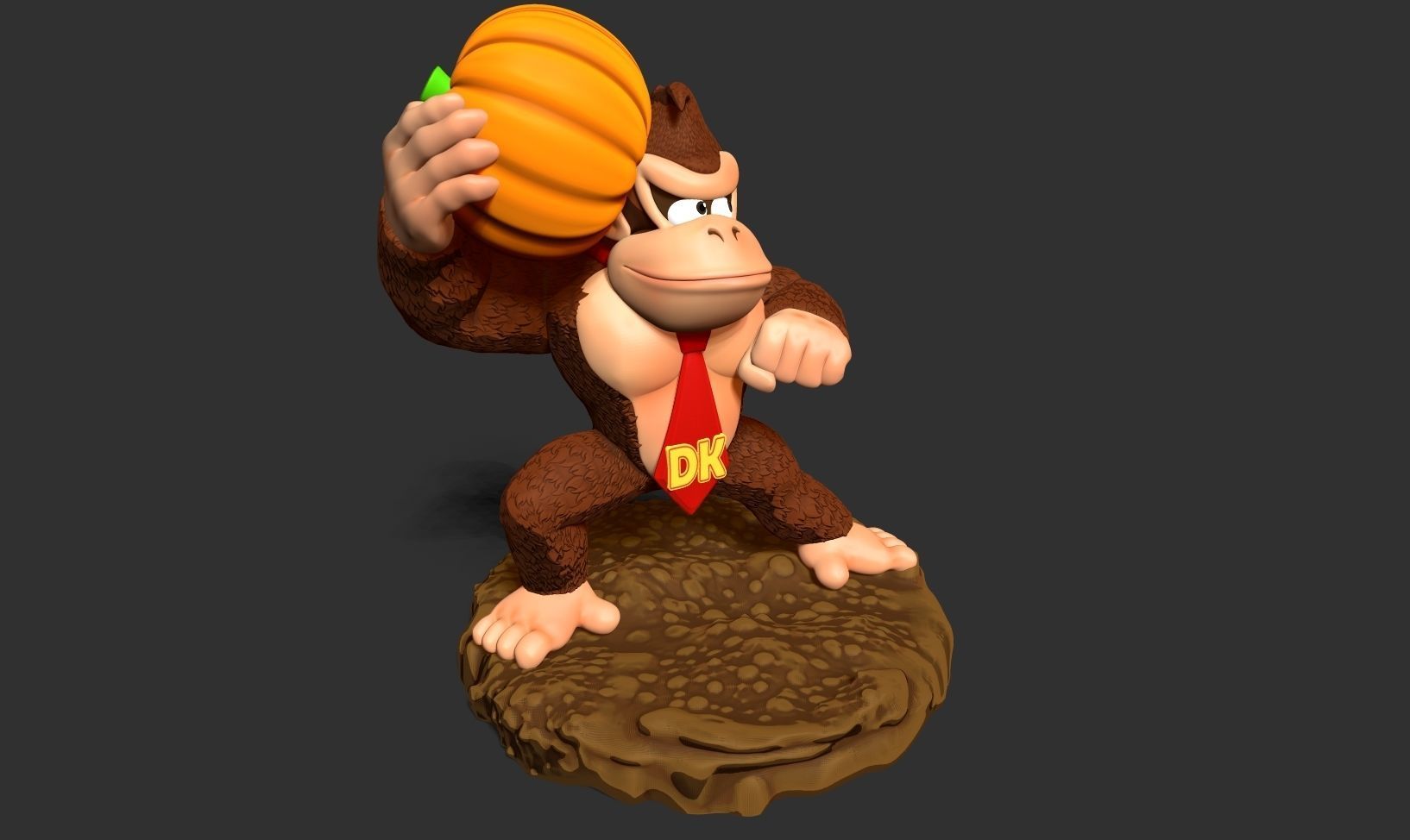 Donkey Kong hugs a pumpkin 3D print model_17