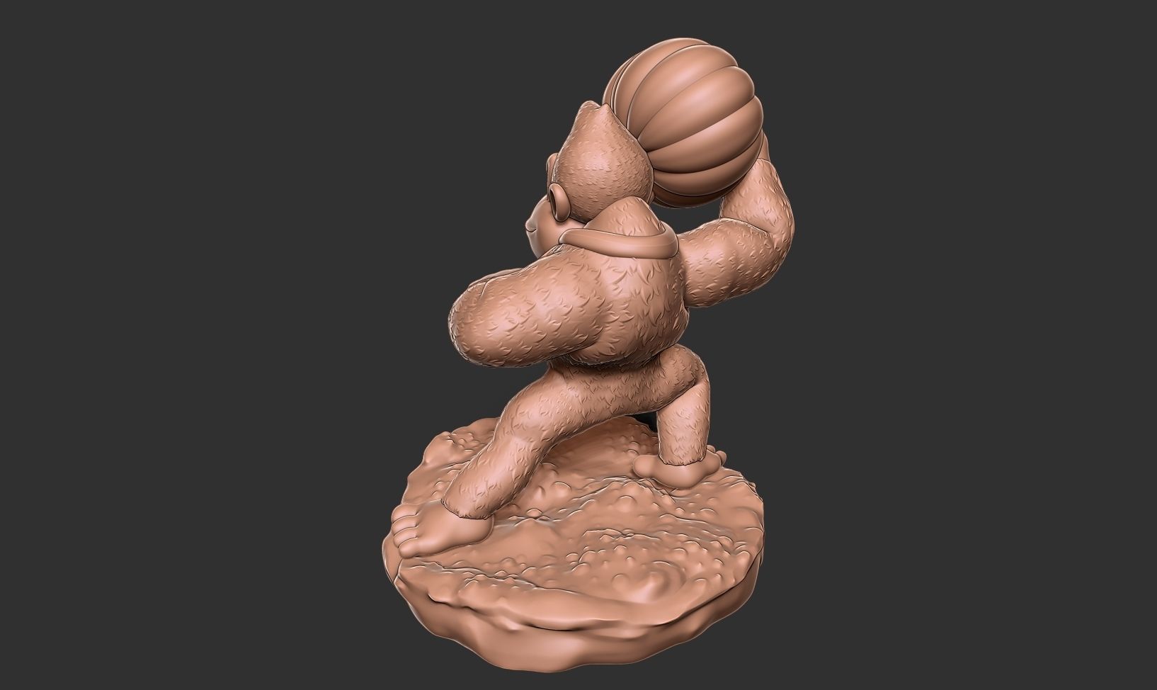 Donkey Kong hugs a pumpkin 3D print model_19