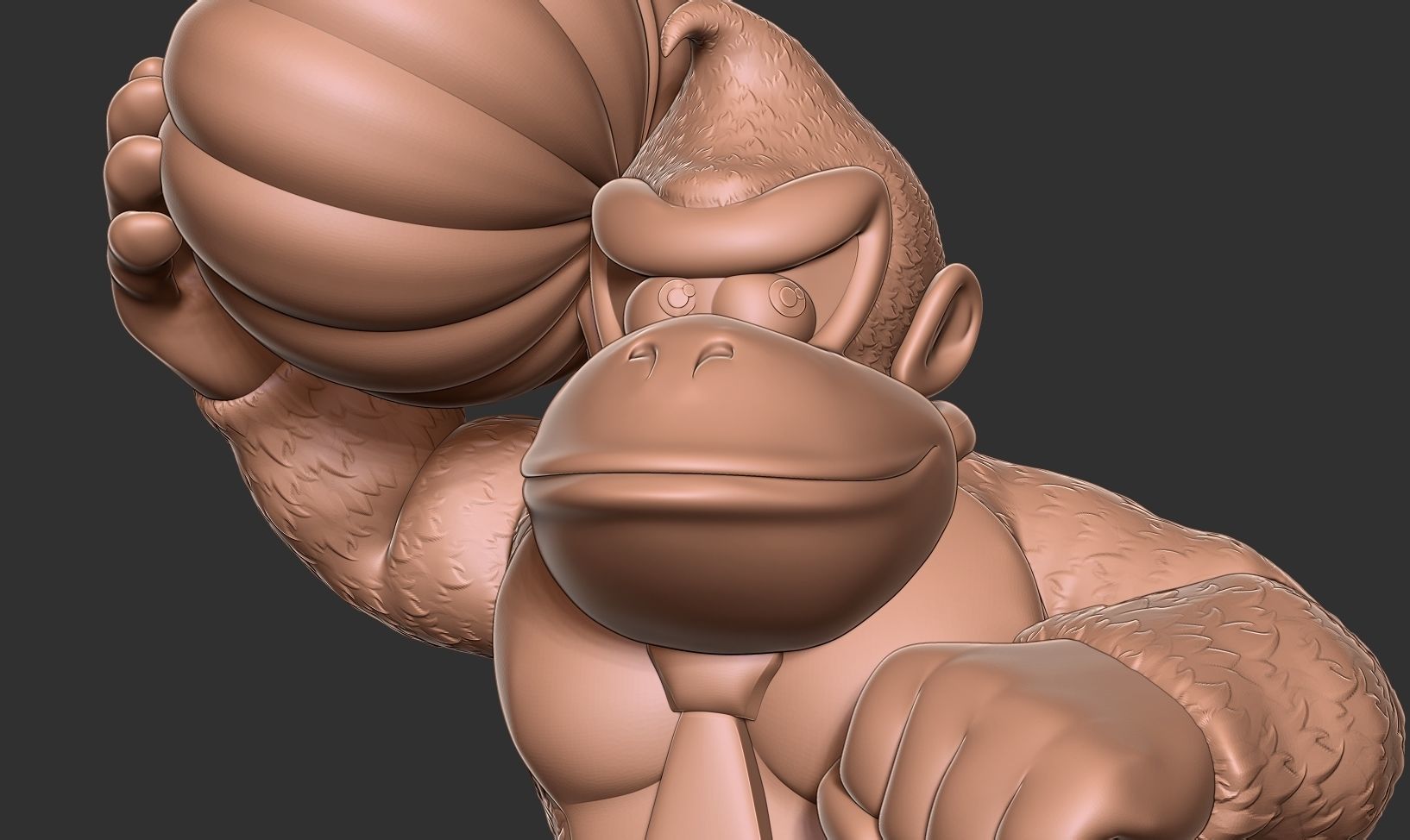 Donkey Kong hugs a pumpkin 3D print model_7