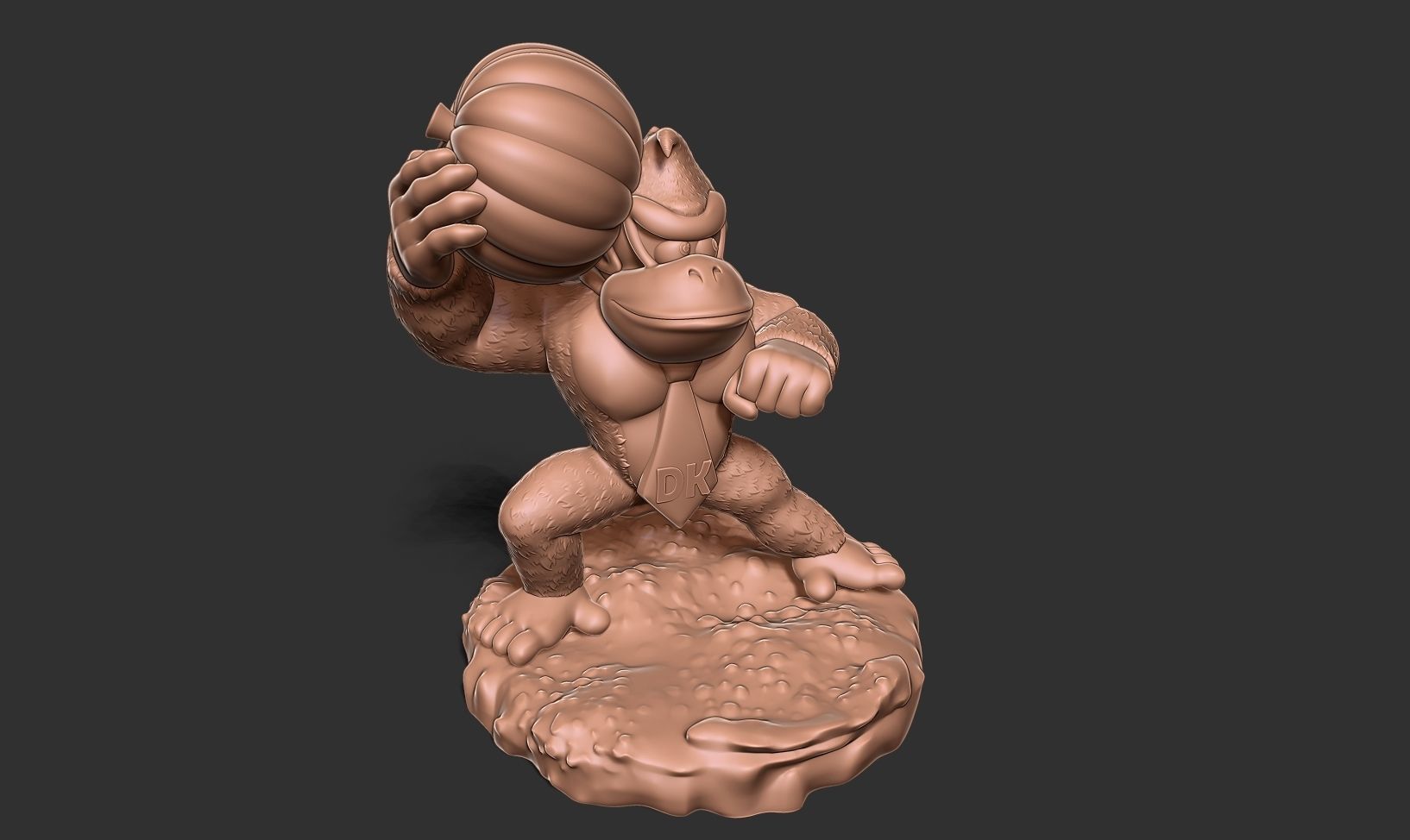Donkey Kong hugs a pumpkin 3D print model_16