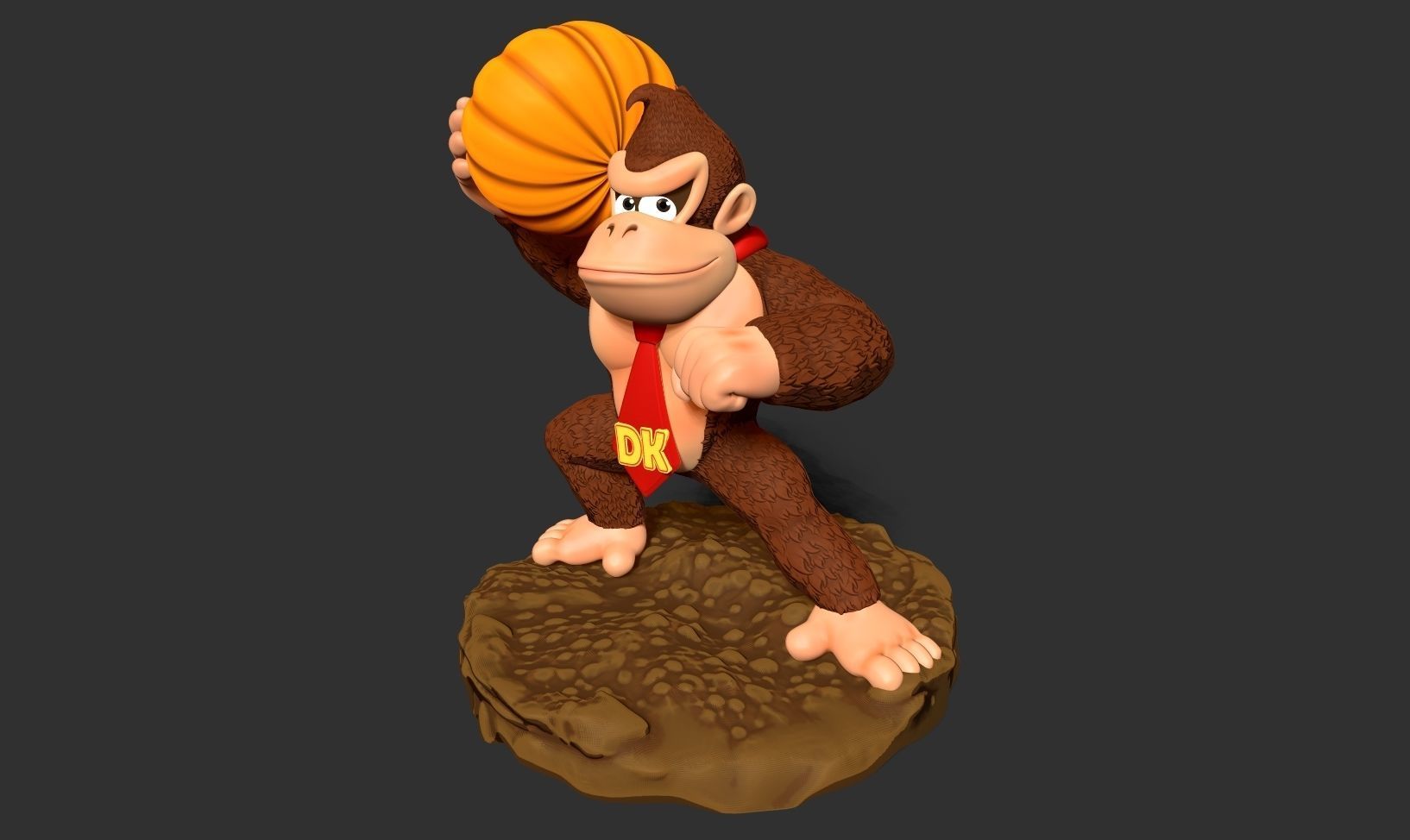 Donkey Kong hugs a pumpkin 3D print model_15