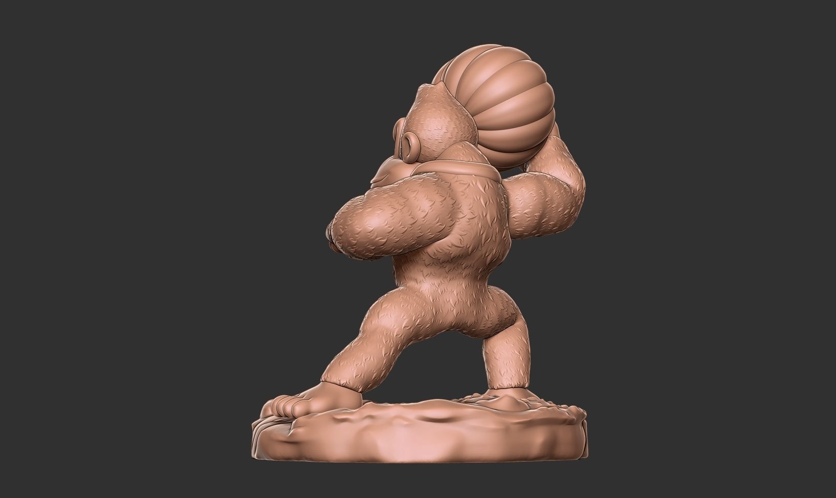 Donkey Kong hugs a pumpkin 3D print model_8