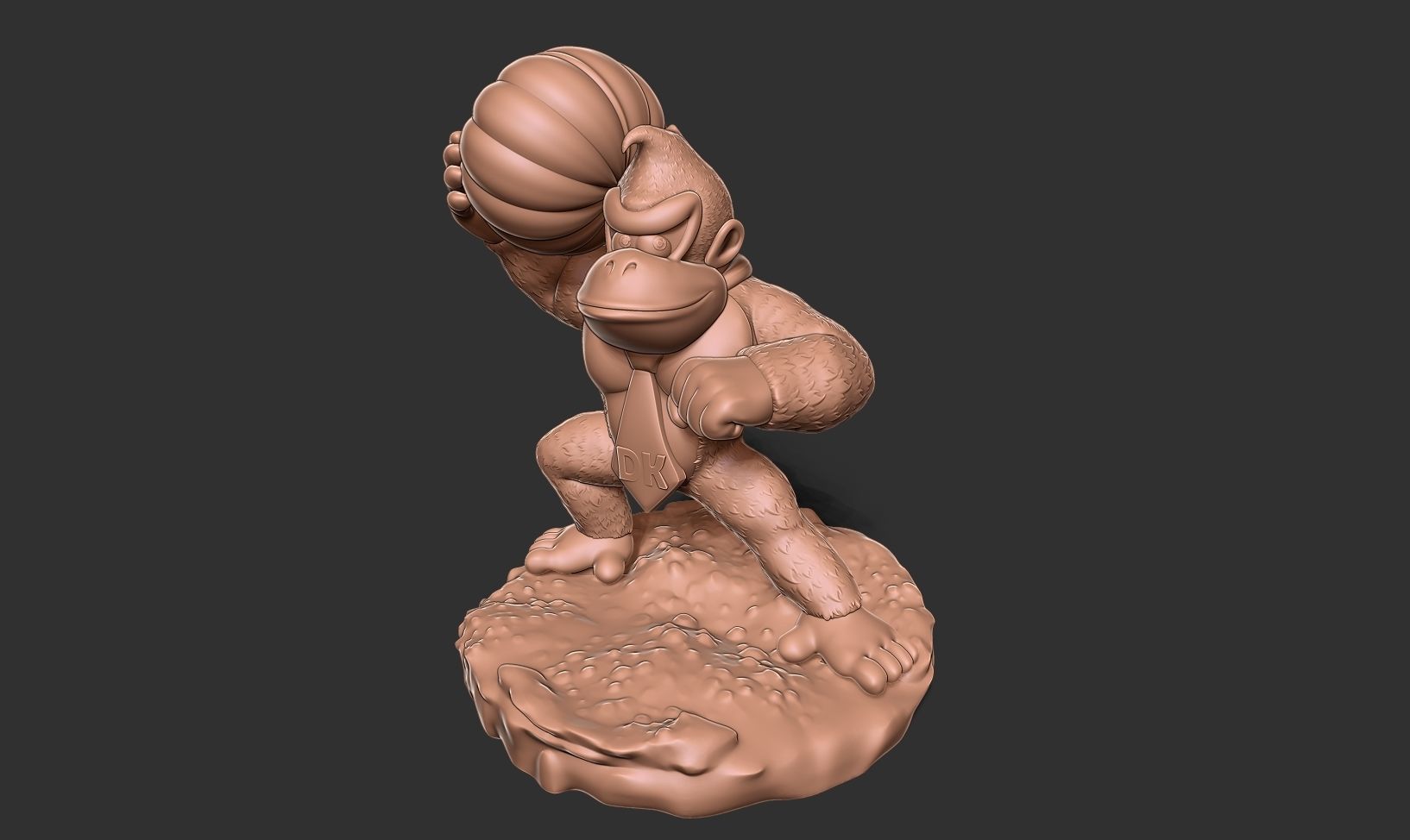 Donkey Kong hugs a pumpkin 3D print model_18