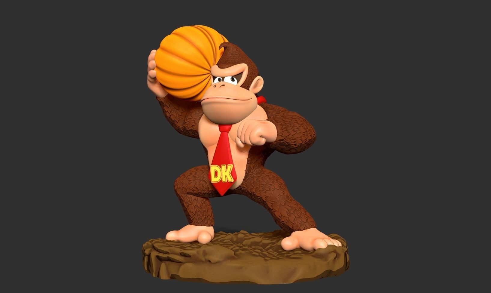 Donkey Kong hugs a pumpkin 3D print model_9