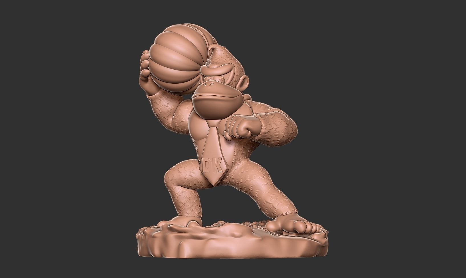 Donkey Kong hugs a pumpkin 3D print model_10