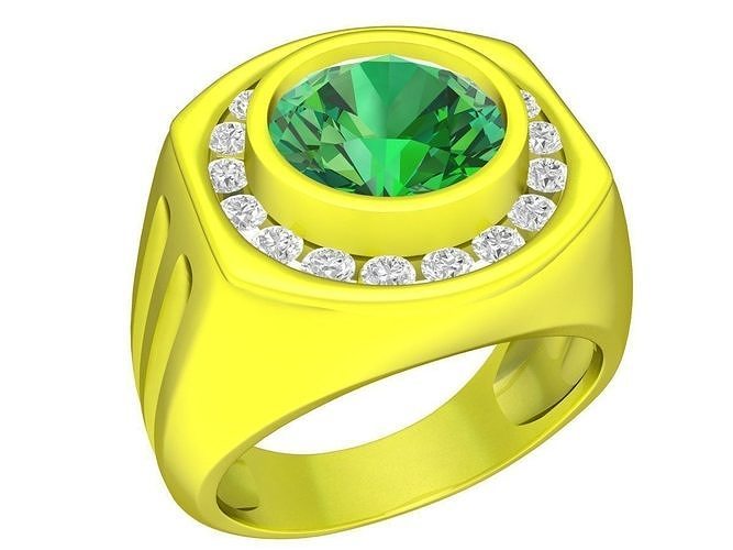 6686 Emeral Diamond Men Ring 3D print model