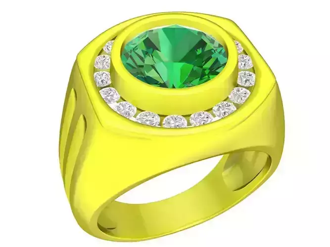6686 Emeral Diamond Men Ring 3D print model