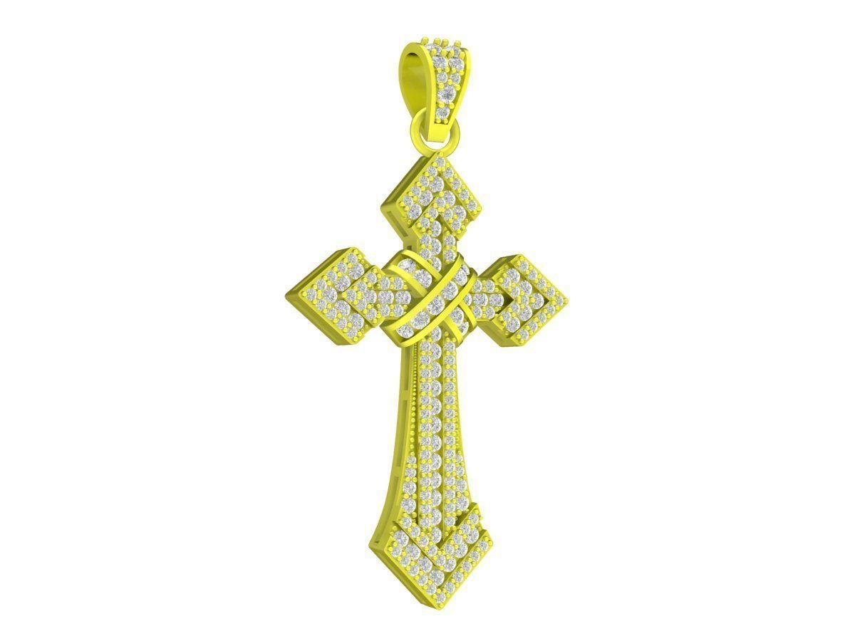 7029 new luxury diamond cross pendant 3D print model_1
