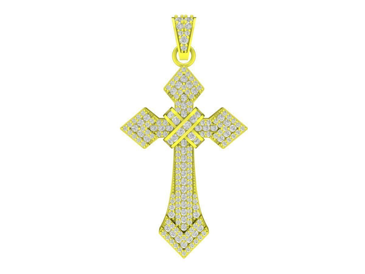 7029 new luxury diamond cross pendant 3D print model_3