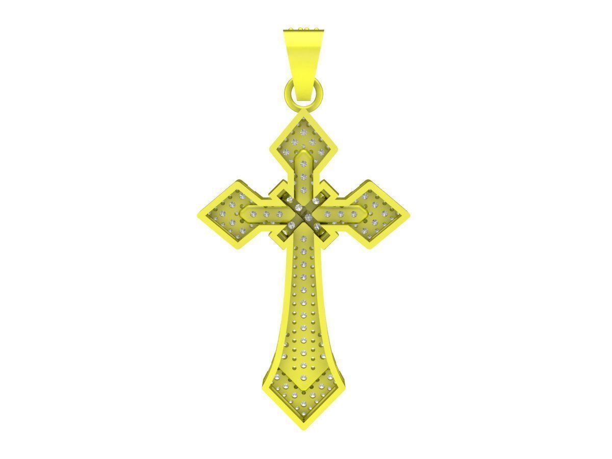 7029 new luxury diamond cross pendant 3D print model_4