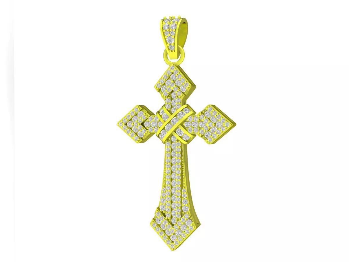 7029 new luxury diamond cross pendant 3D print model_0