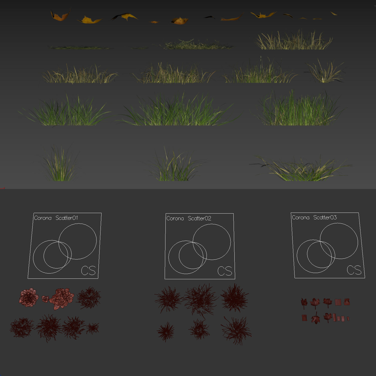 SHORT GRASS11 WITH LEAF 3D model_6