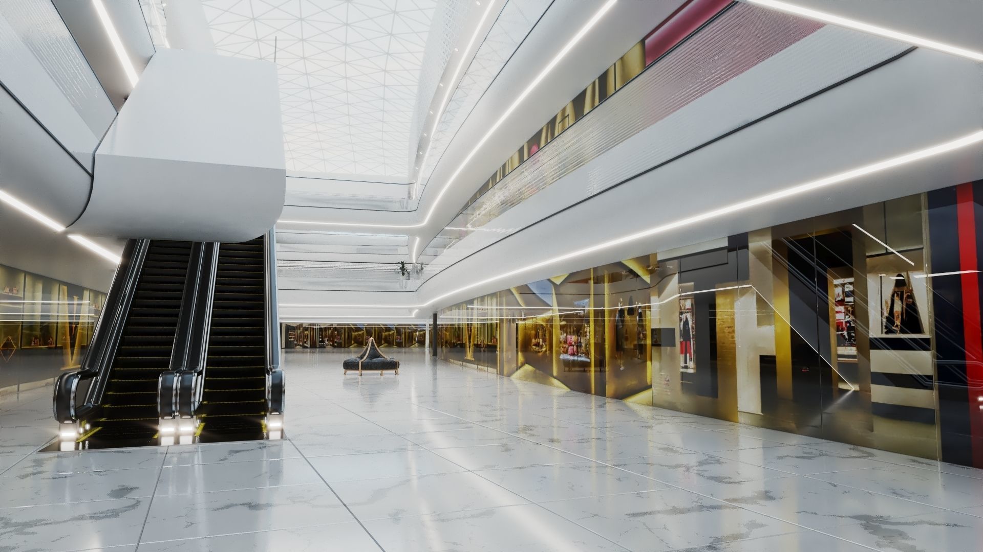 Futuristic Shopping Center 03 3D model_5