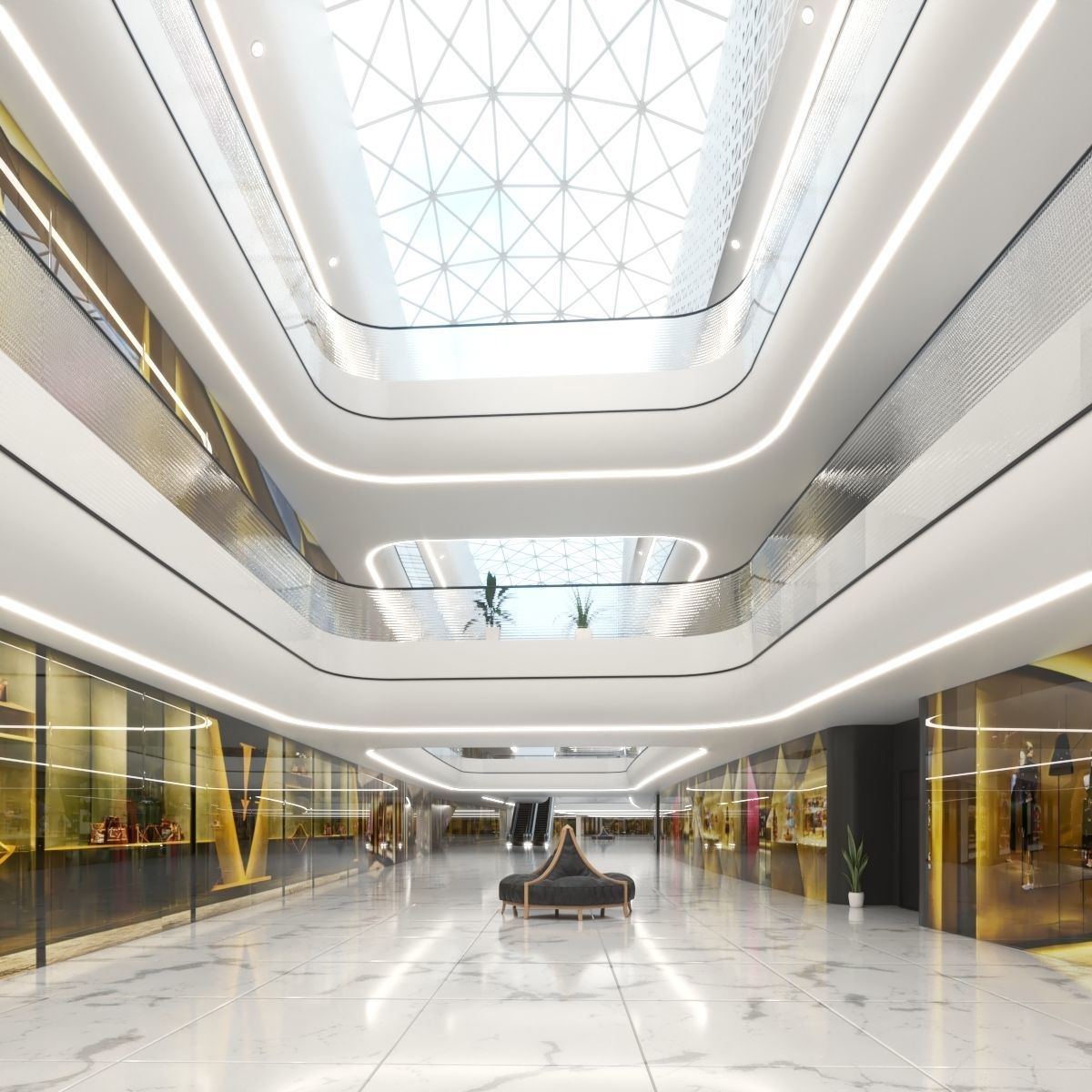 Futuristic Shopping Center 03 3D model_2