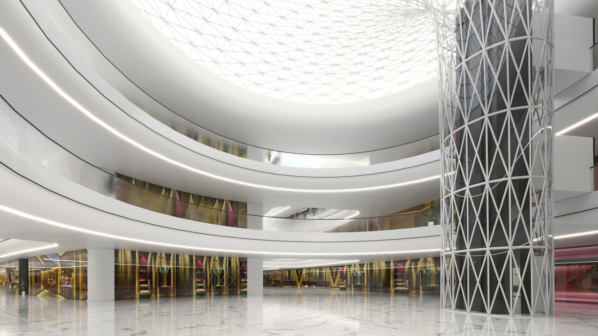 Futuristic Shopping Center 03 3D model_1