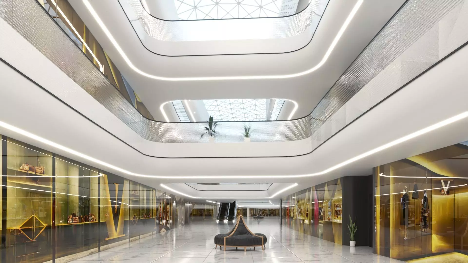 Futuristic Shopping Center 03 3D model_0