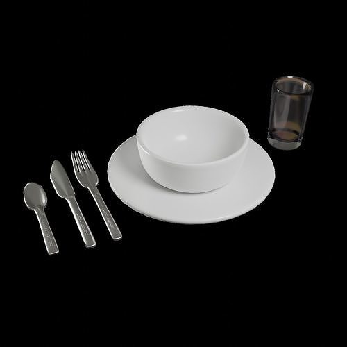 Cutlery Plate Bowl free 3D model CGTrader