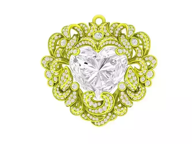 7032 luxury art heart diamond women pendant 