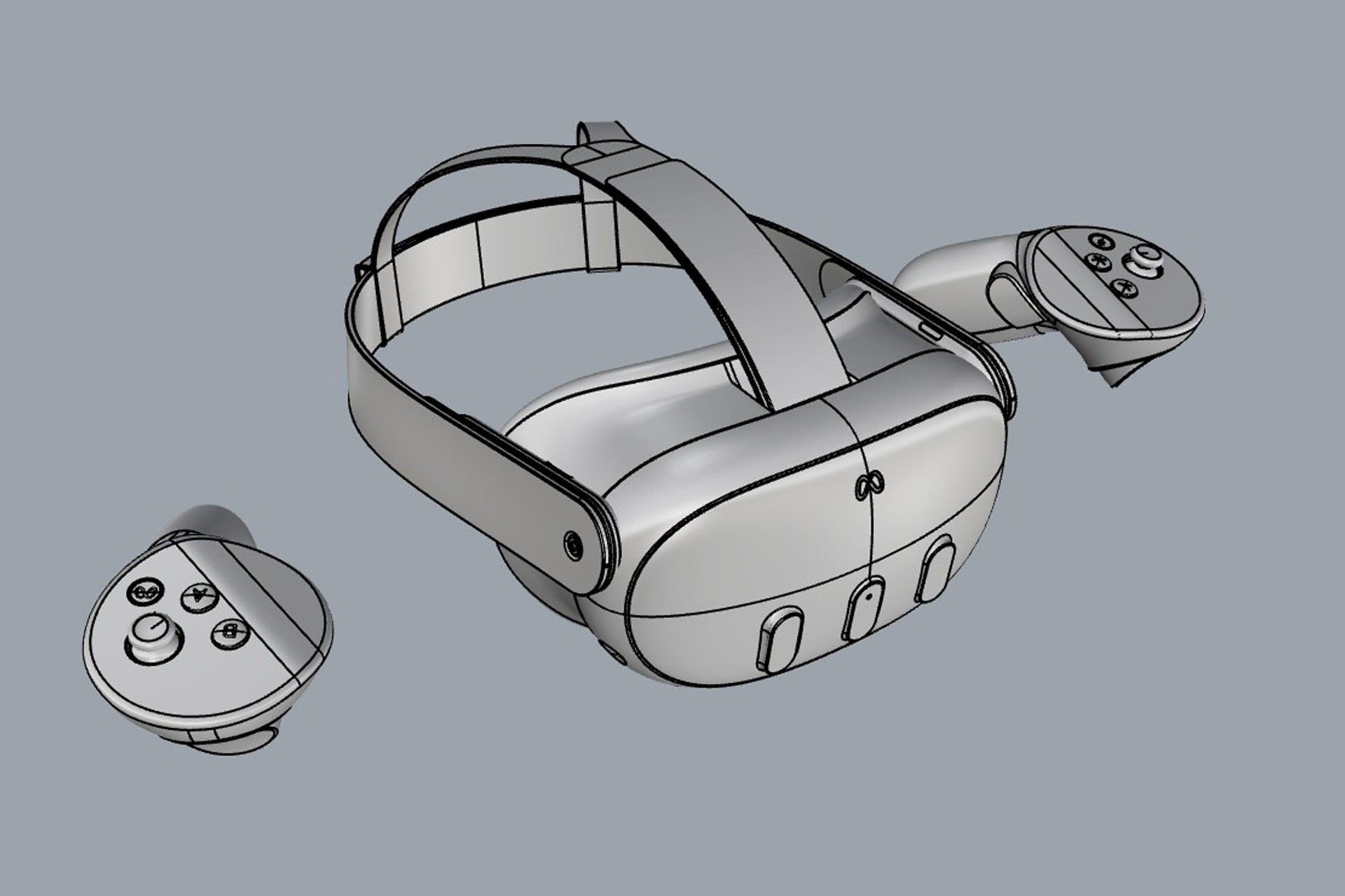 Meta Quest 3 with Controller 3D model_10