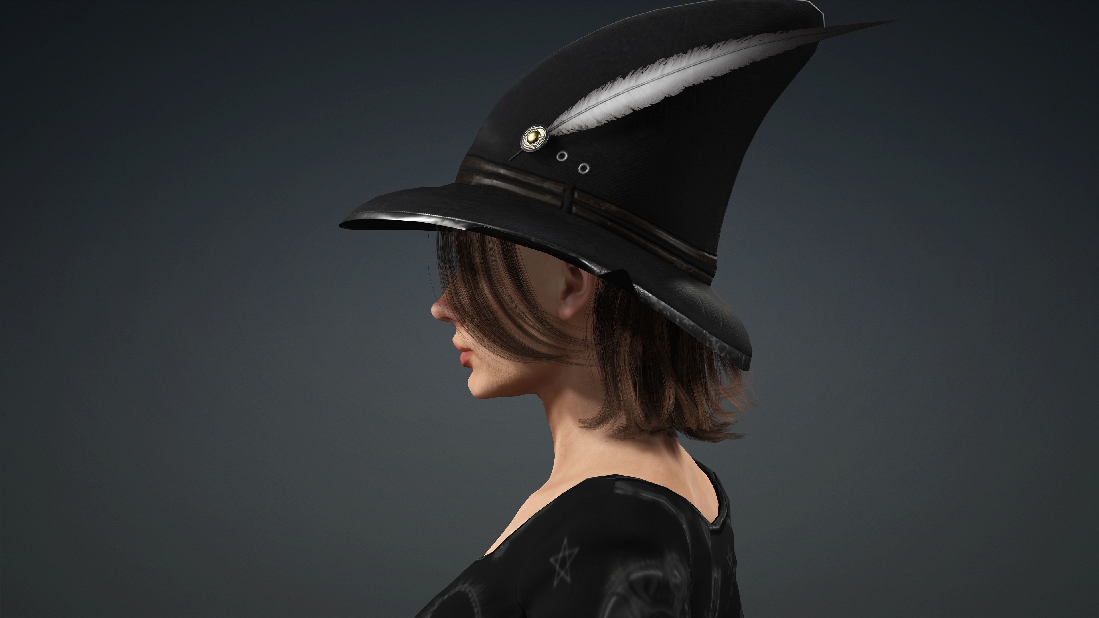 High Quality Female Witch Halloween Low-poly 3D model_20