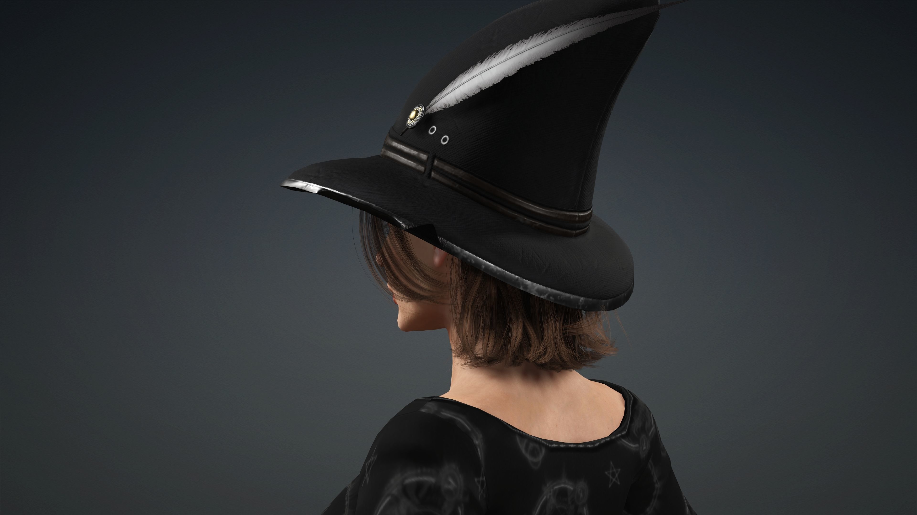 High Quality Female Witch Halloween Low-poly 3D model_21
