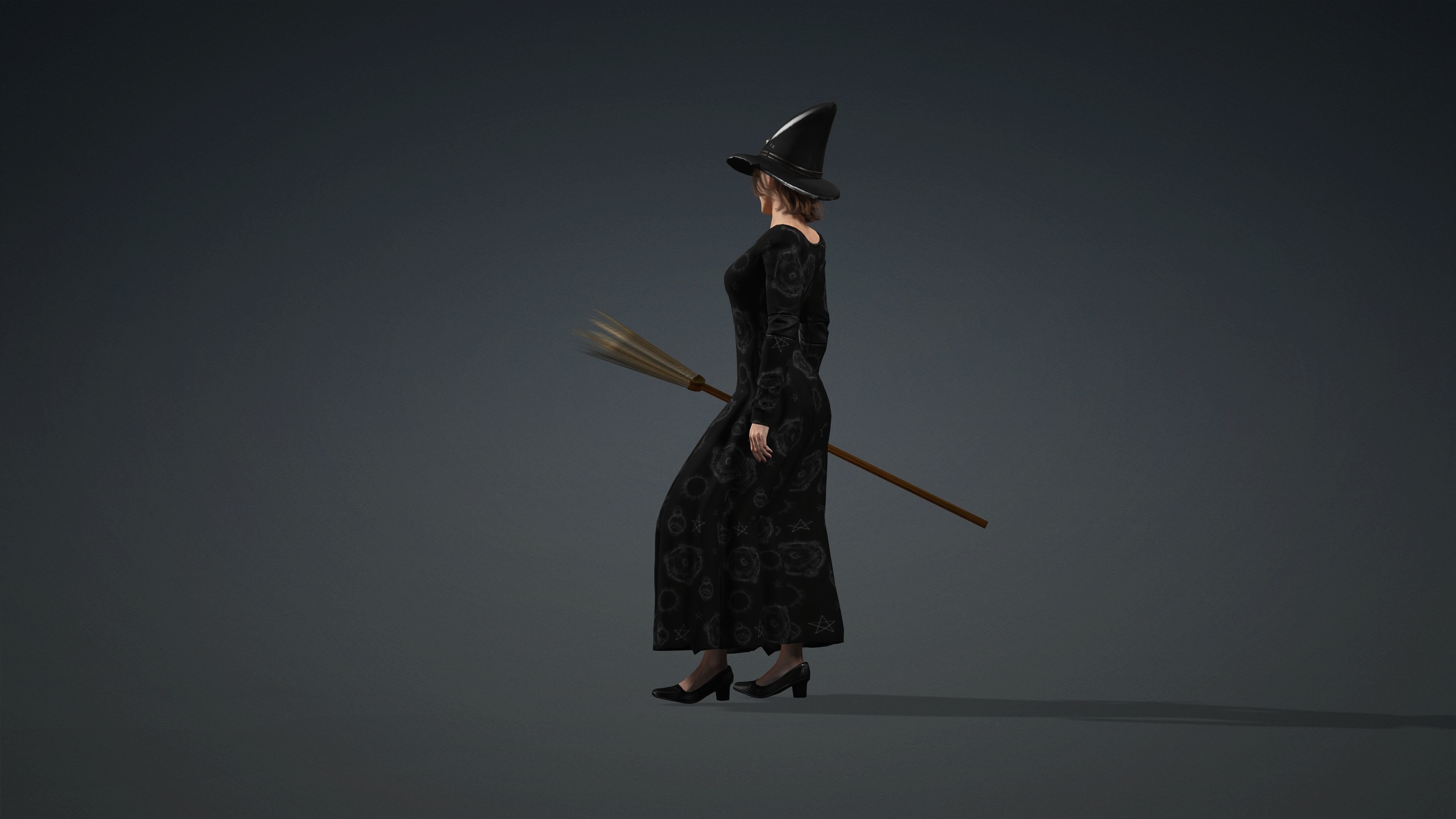 High Quality Female Witch Halloween Low-poly 3D model_13