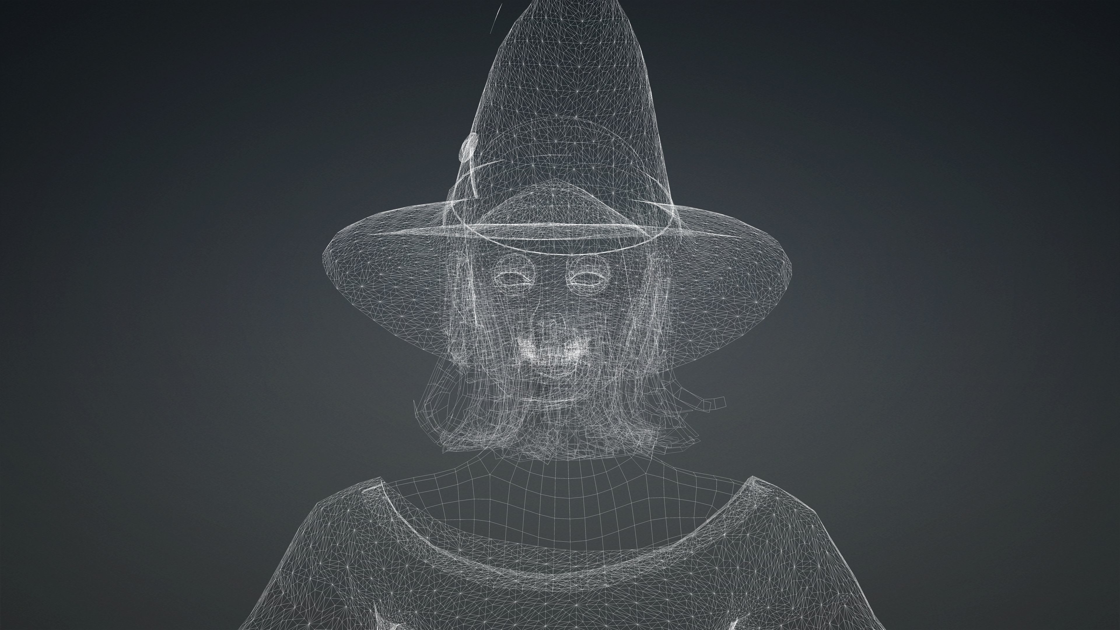 High Quality Female Witch Halloween Low-poly 3D model_31