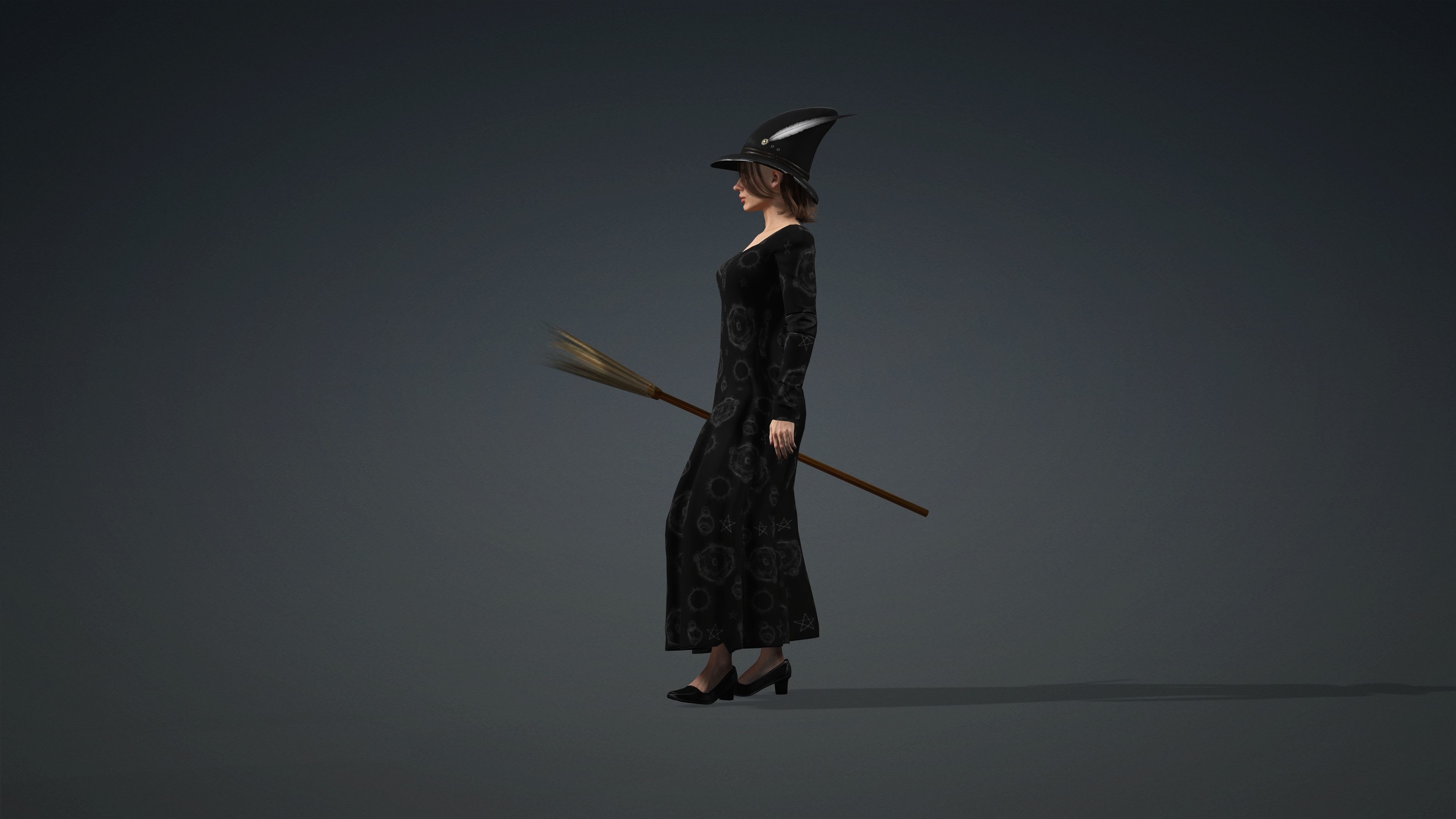 High Quality Female Witch Halloween Low-poly 3D model_12