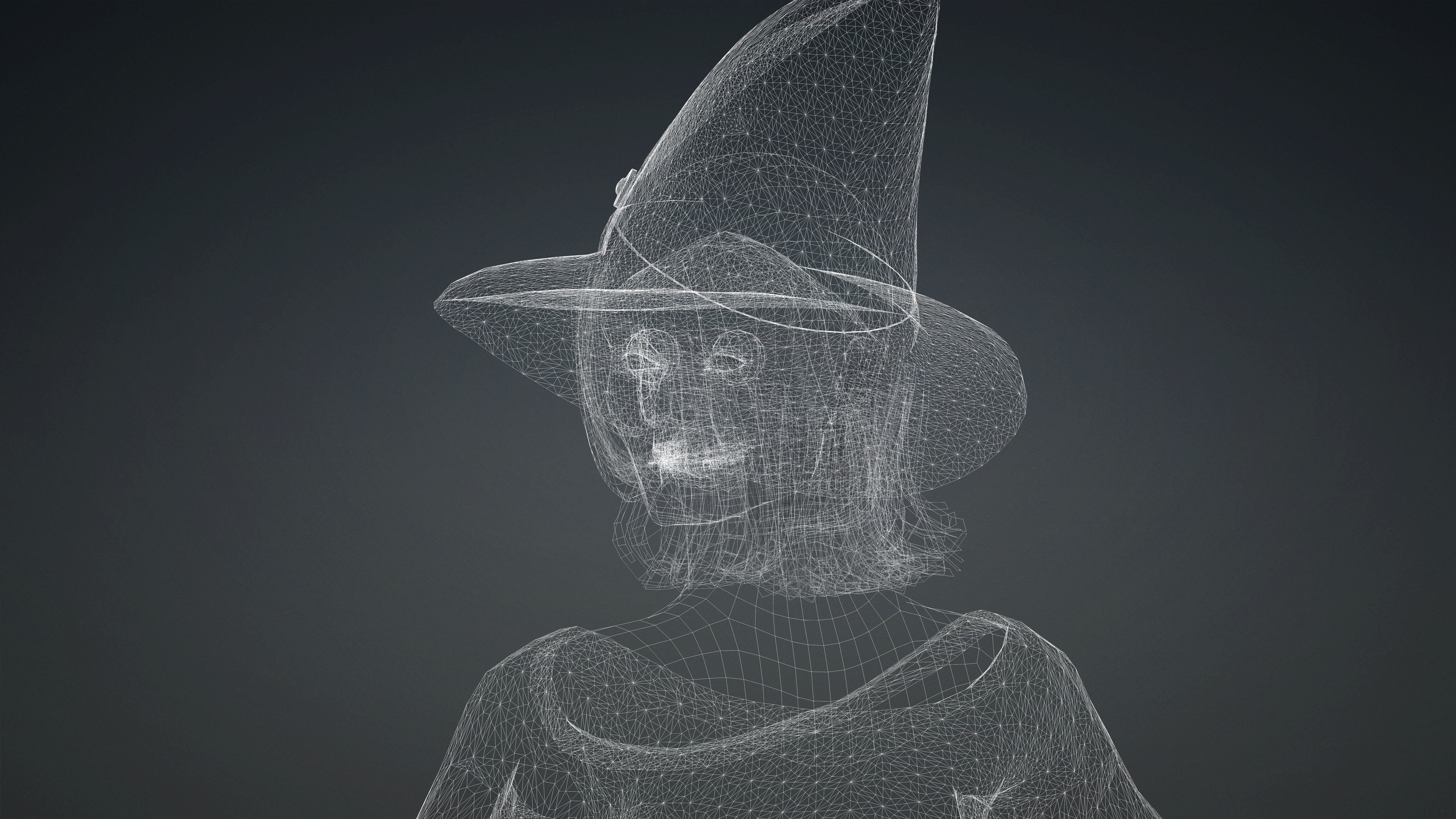 High Quality Female Witch Halloween Low-poly 3D model_30