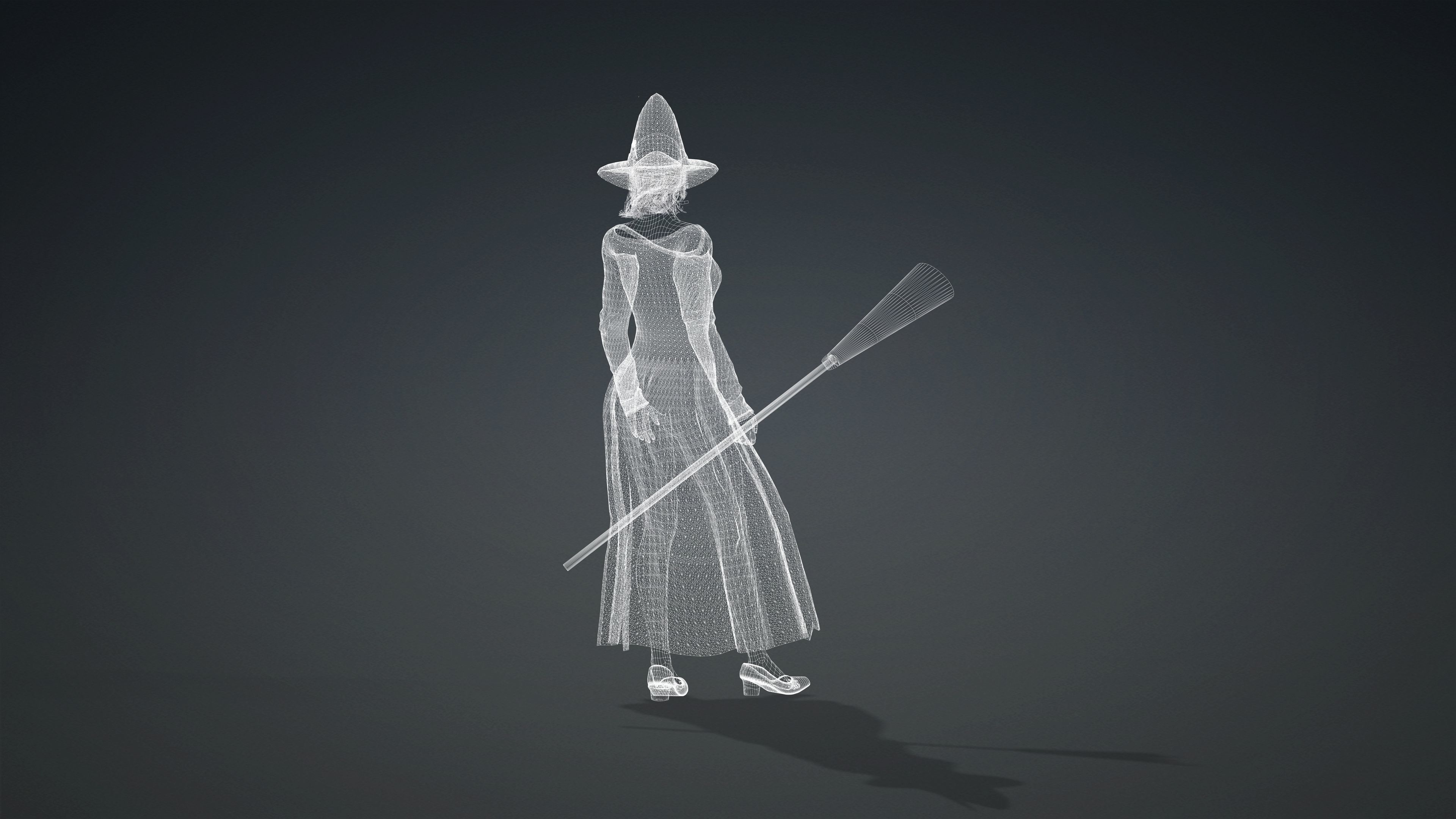High Quality Female Witch Halloween Low-poly 3D model_39
