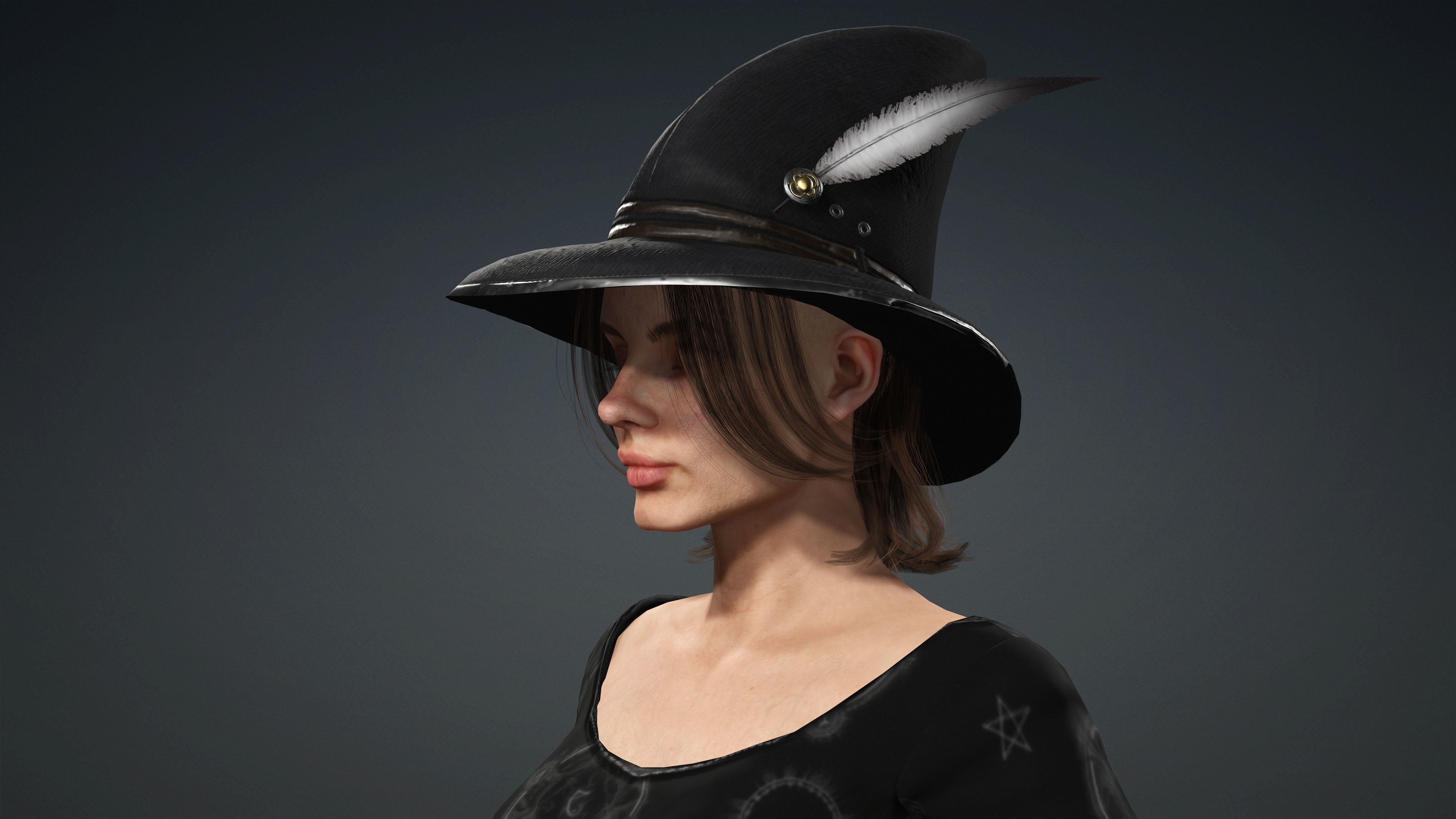 High Quality Female Witch Halloween Low-poly 3D model_18