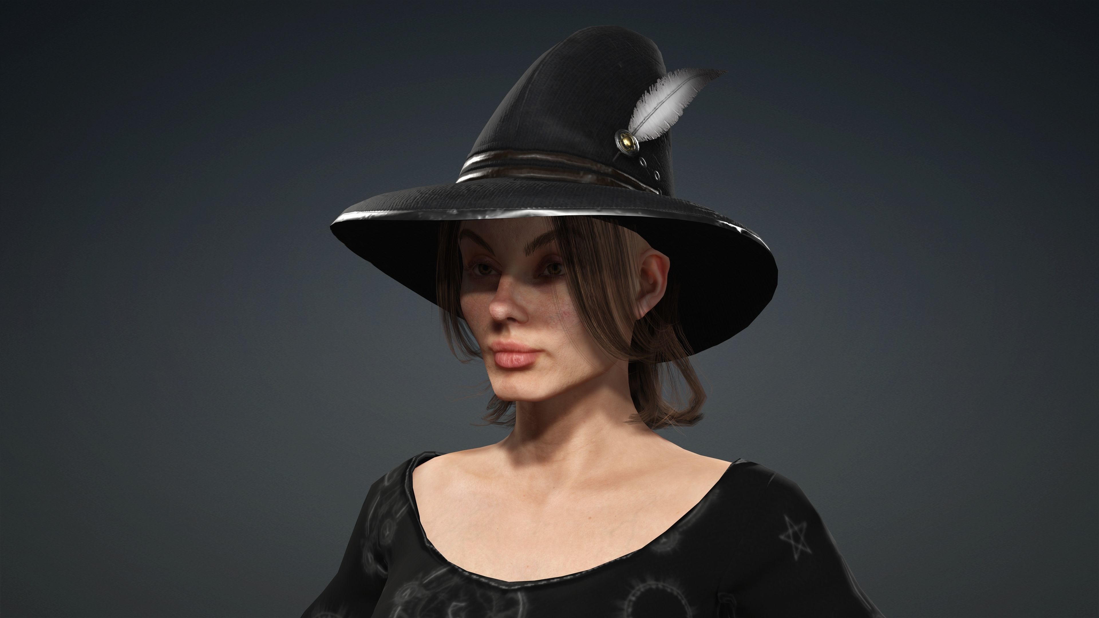 High Quality Female Witch Halloween Low-poly 3D model_17