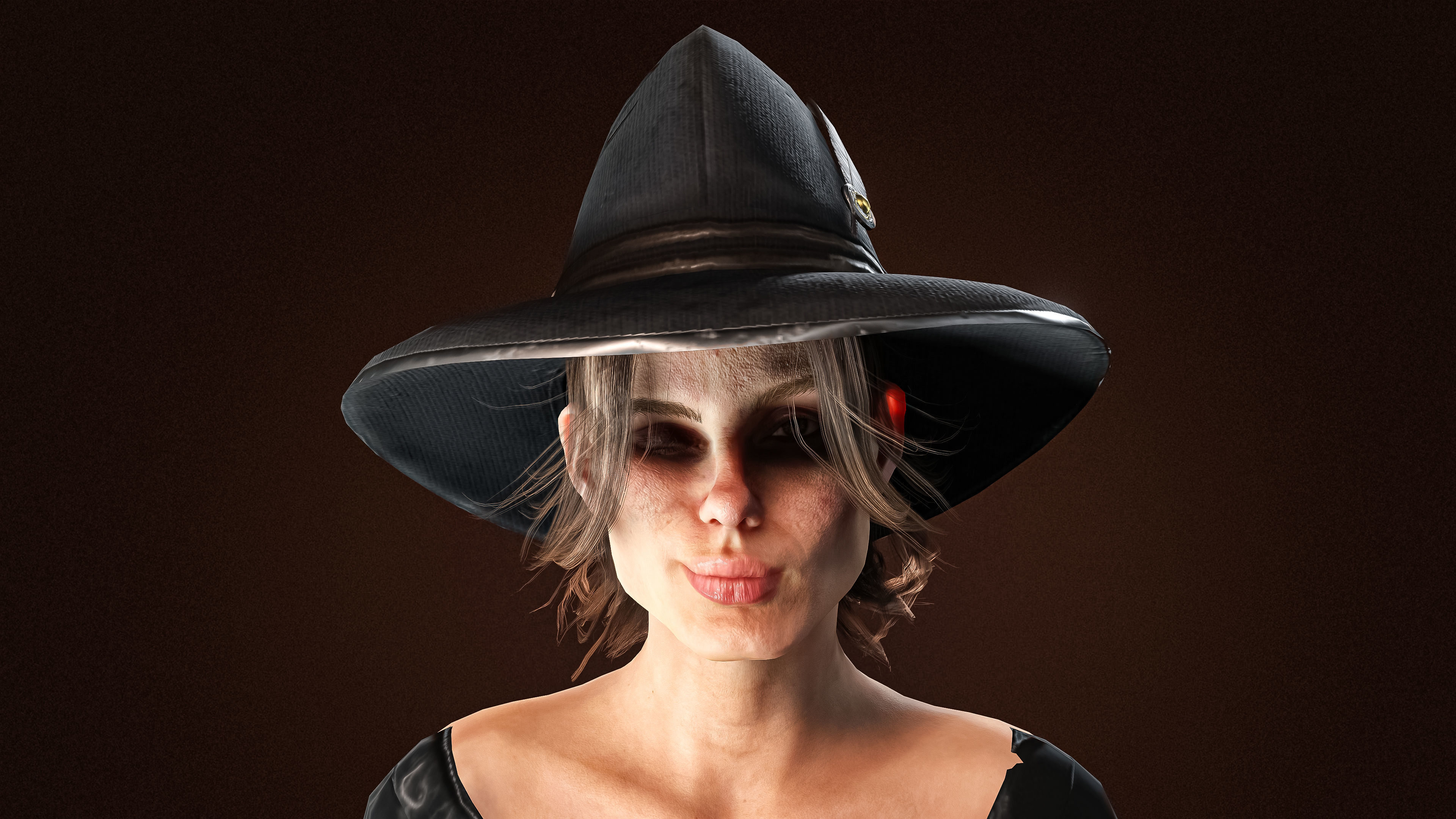 High Quality Female Witch Halloween Low-poly 3D model_7