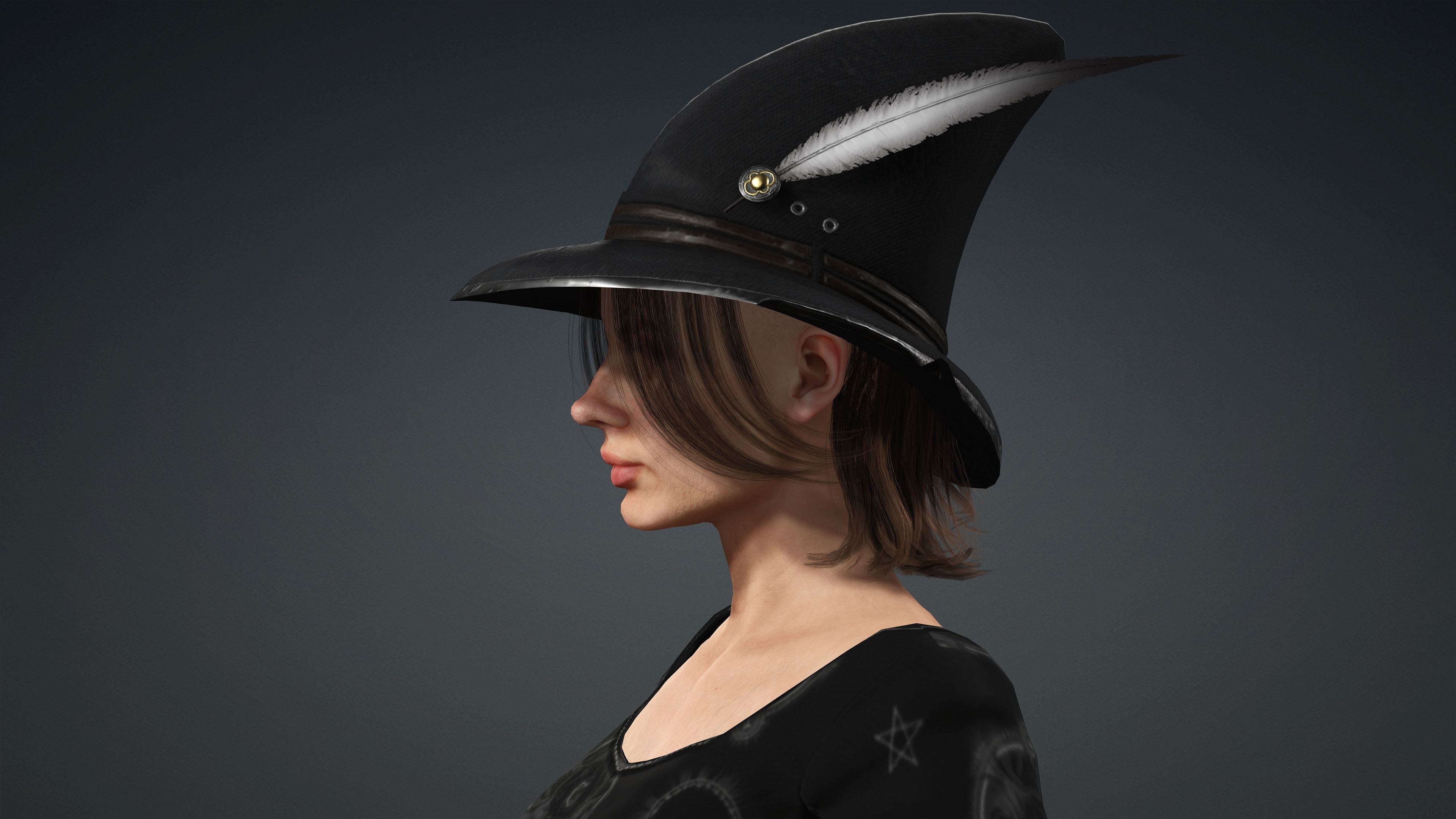 High Quality Female Witch Halloween Low-poly 3D model_19
