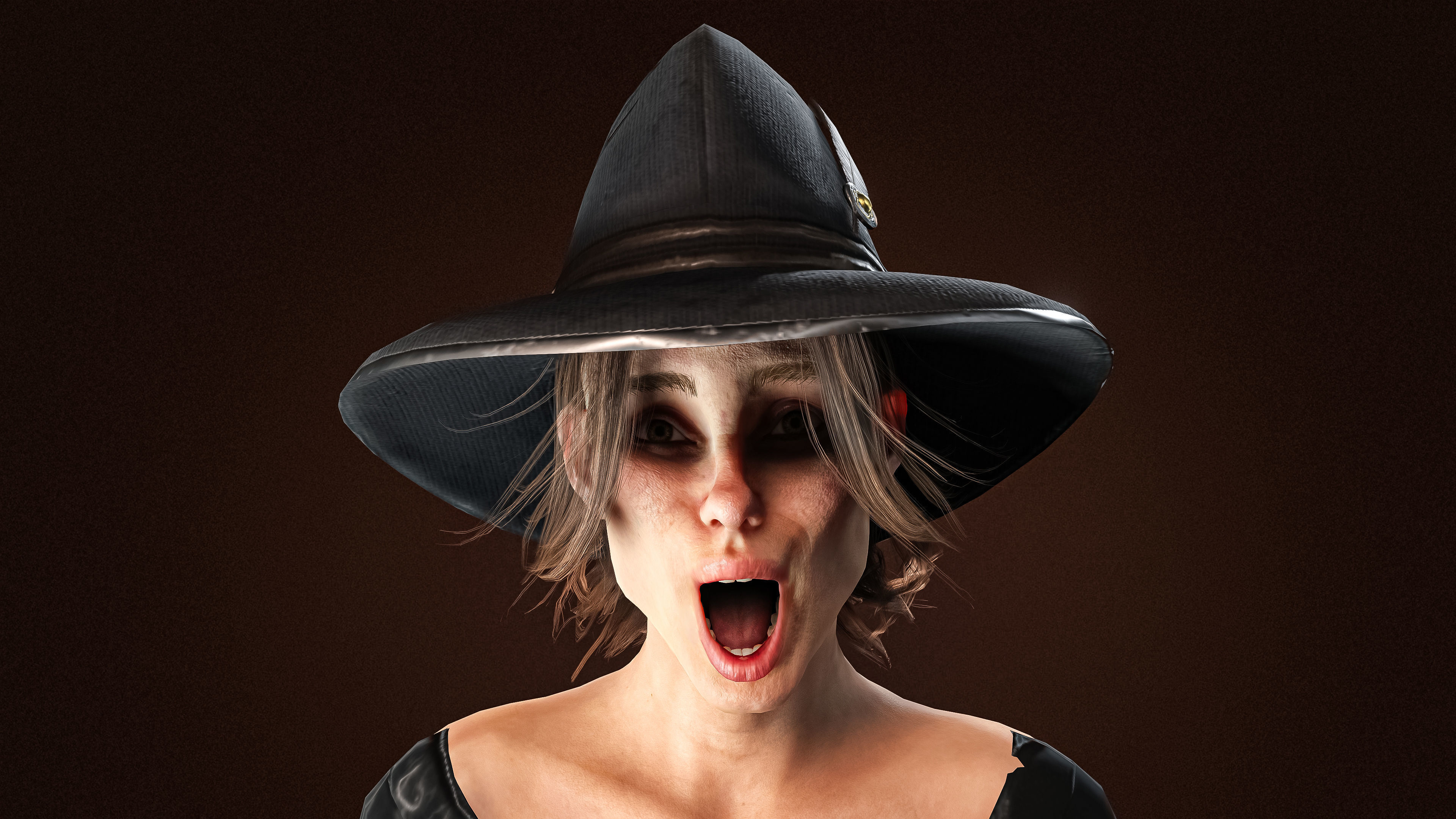High Quality Female Witch Halloween Low-poly 3D model_6
