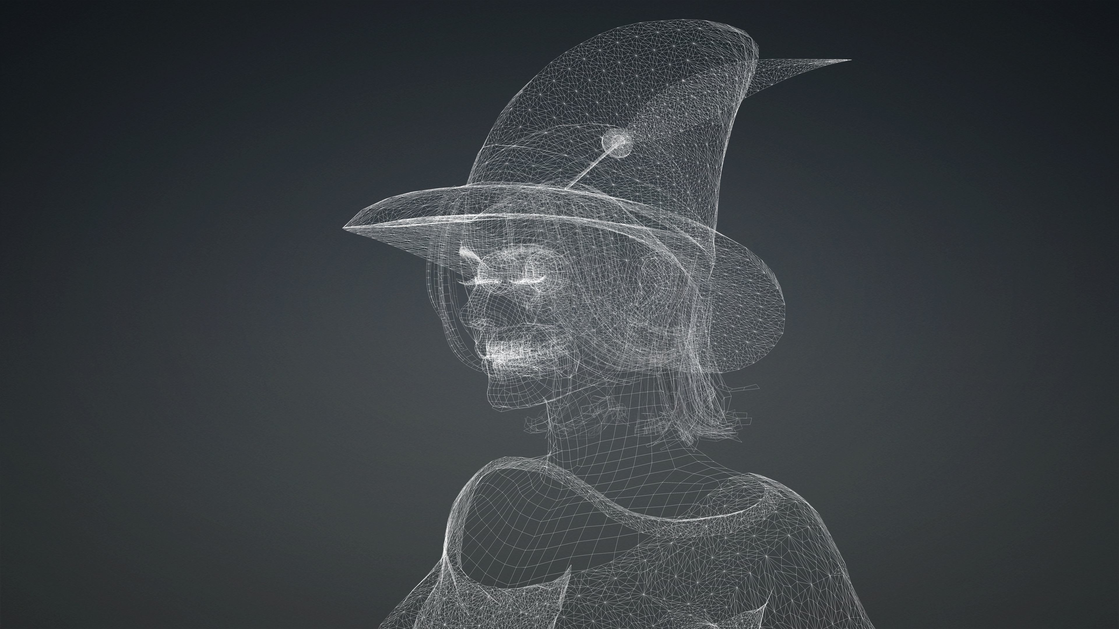 High Quality Female Witch Halloween Low-poly 3D model_26