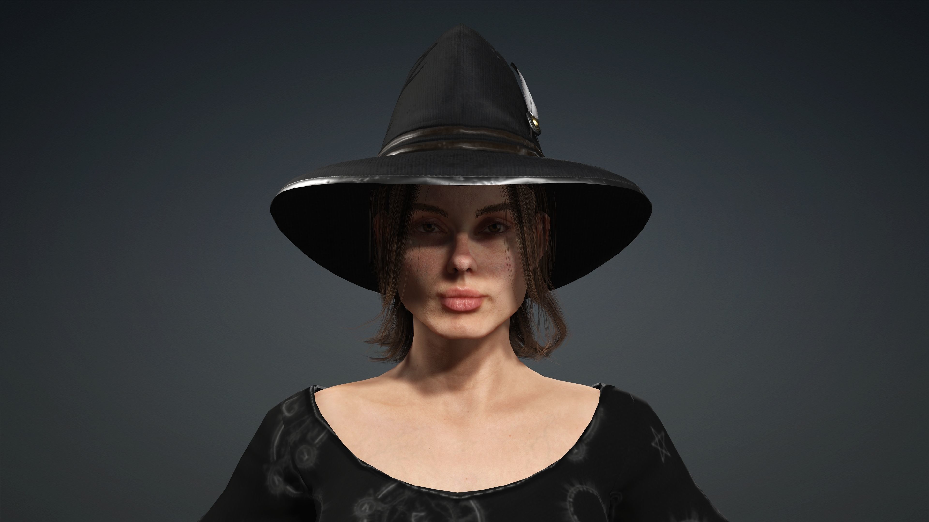 High Quality Female Witch Halloween Low-poly 3D model_16