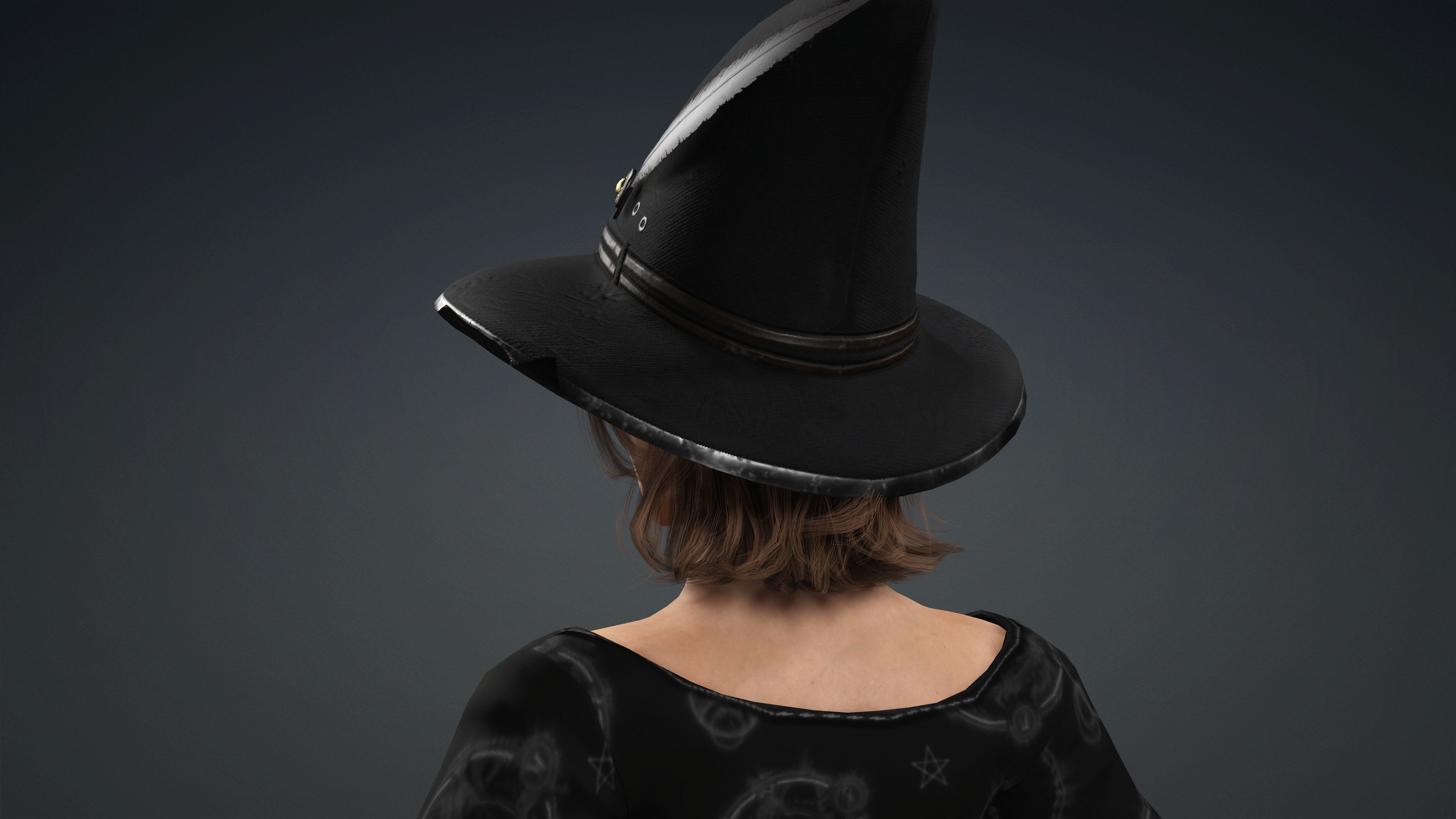 High Quality Female Witch Halloween Low-poly 3D model_22