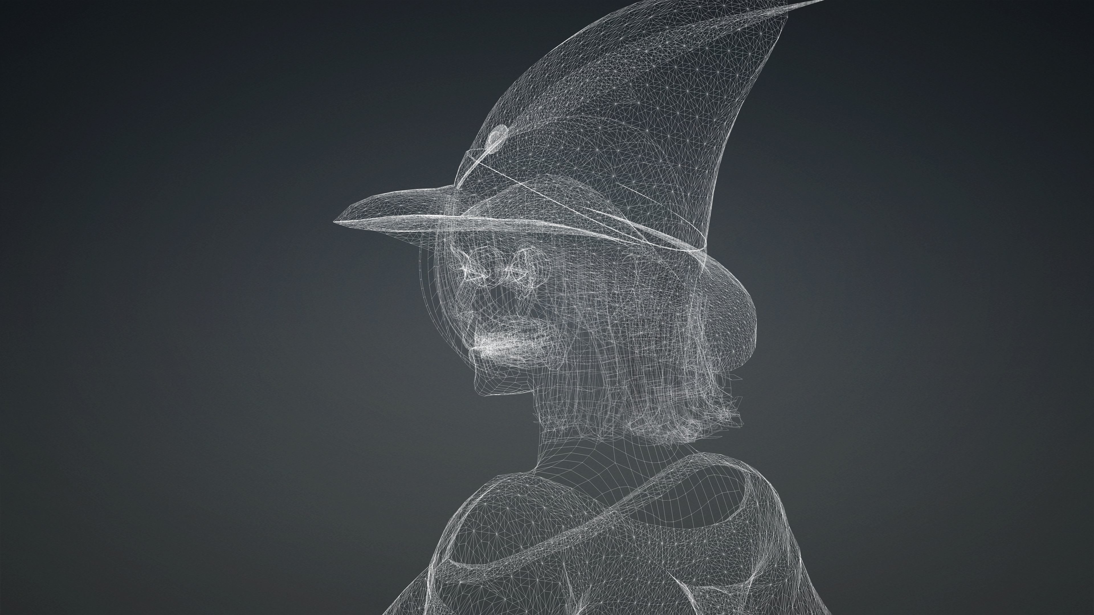 High Quality Female Witch Halloween Low-poly 3D model_29