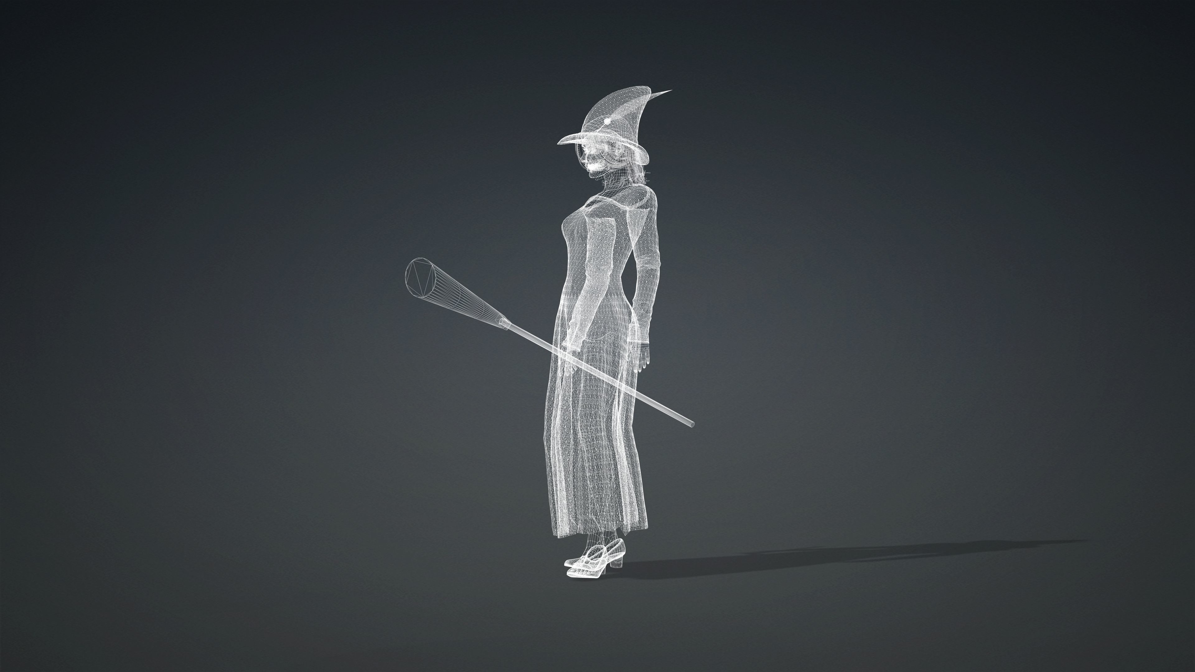 High Quality Female Witch Halloween Low-poly 3D model_35