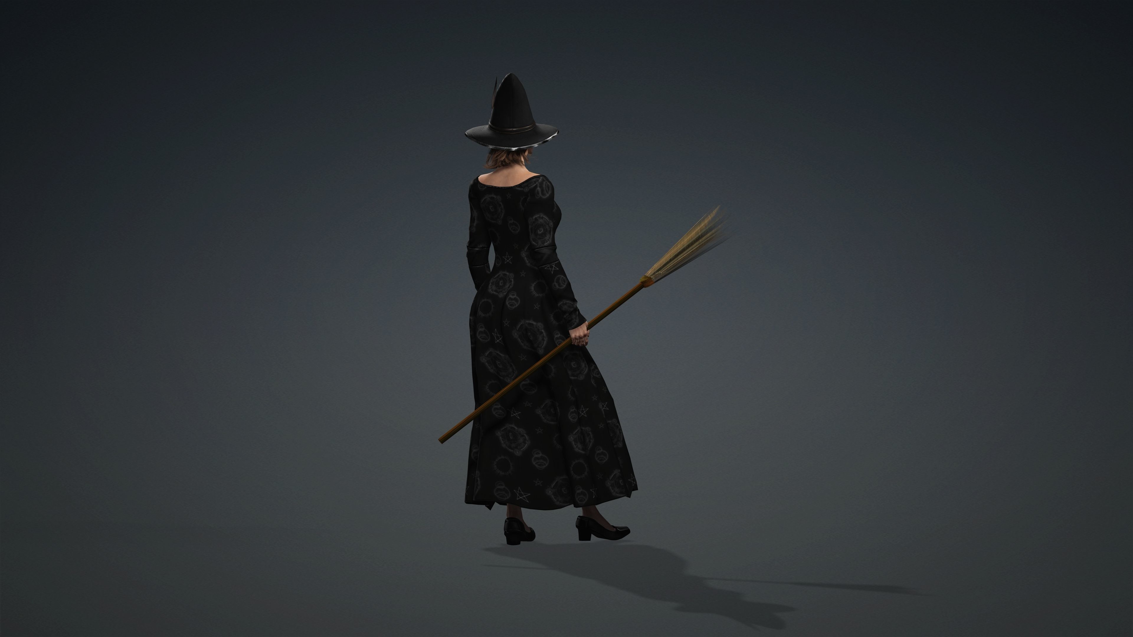High Quality Female Witch Halloween Low-poly 3D model_15