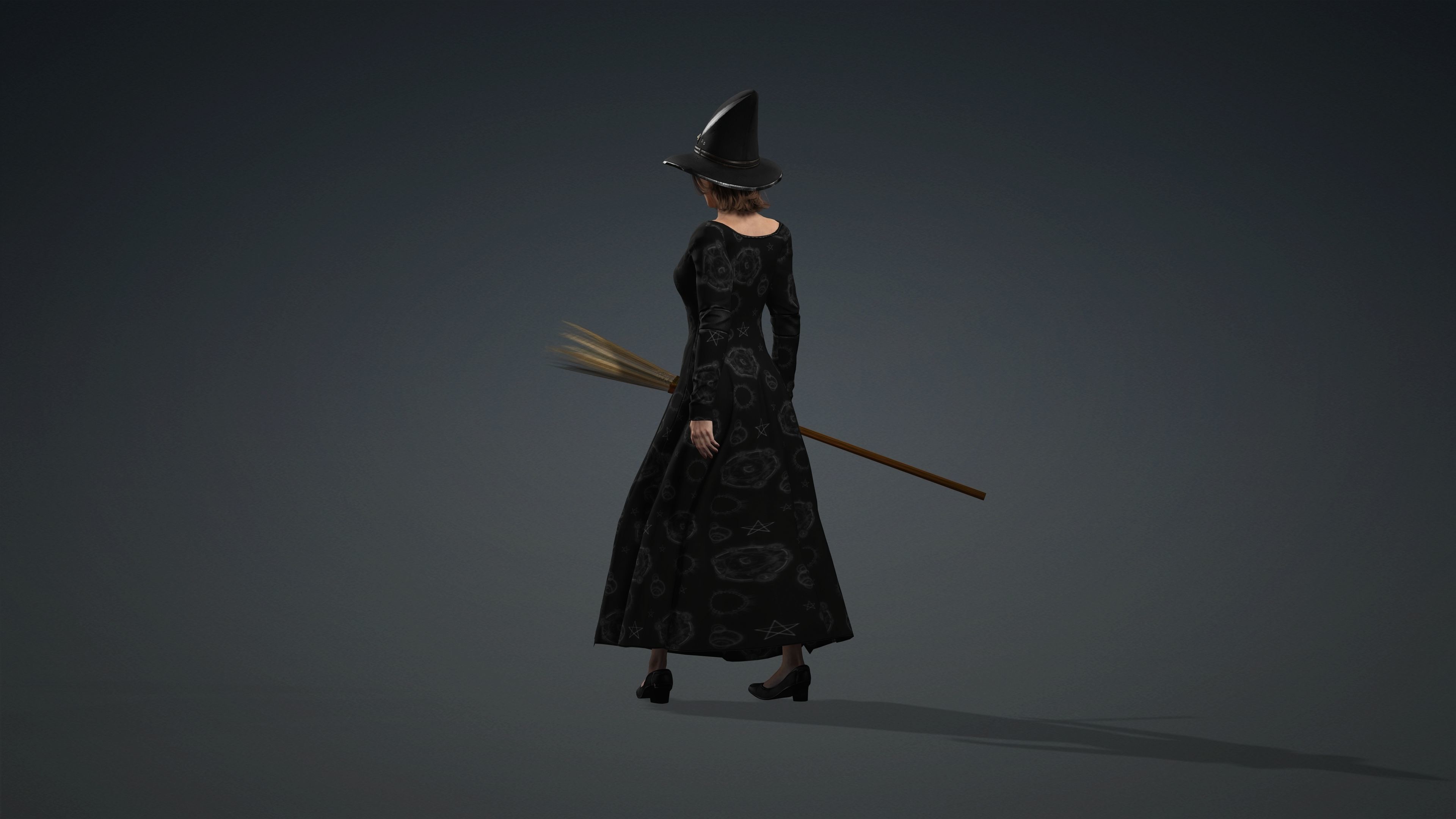 High Quality Female Witch Halloween Low-poly 3D model_14