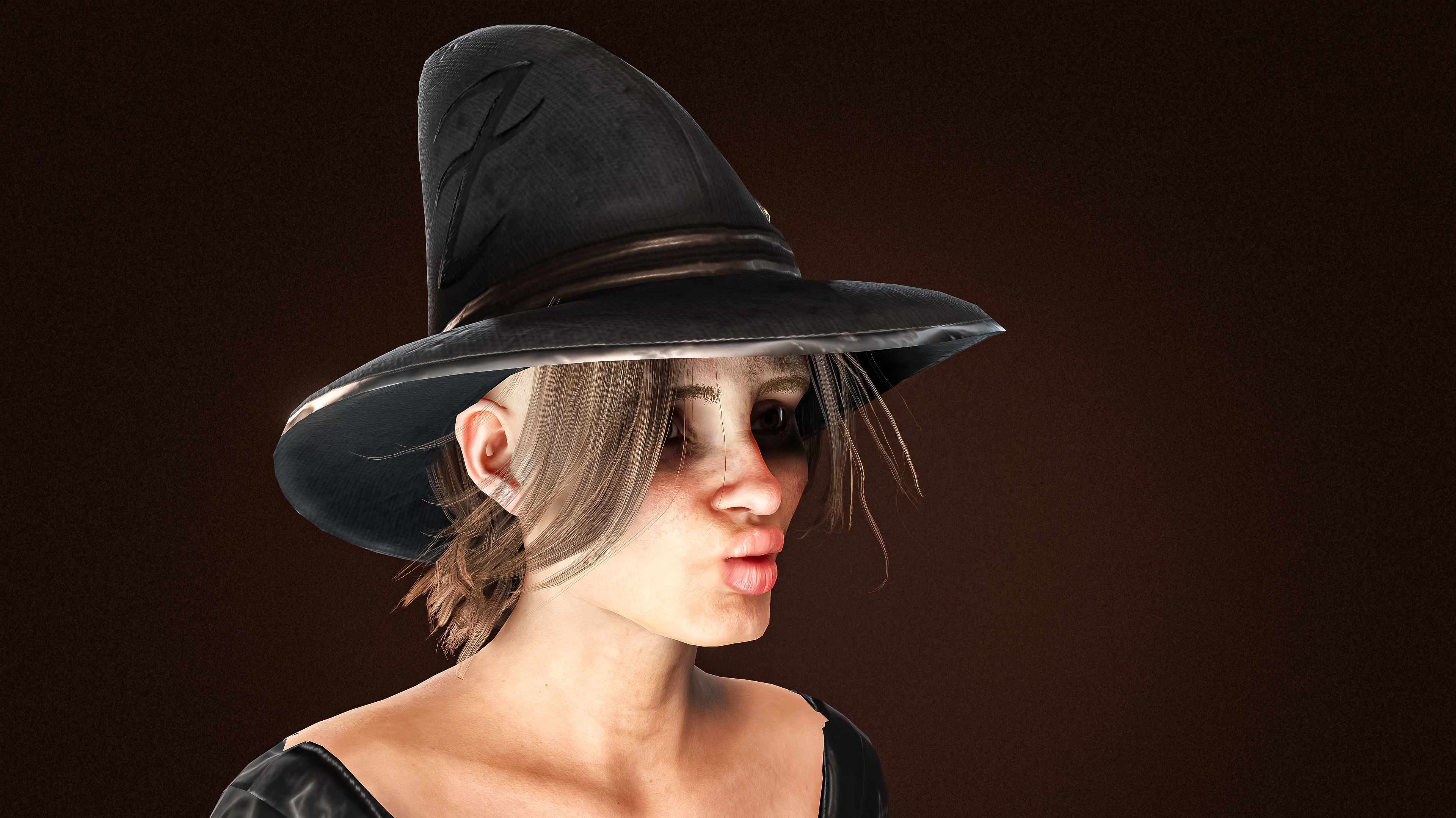 High Quality Female Witch Halloween Low-poly 3D model_5