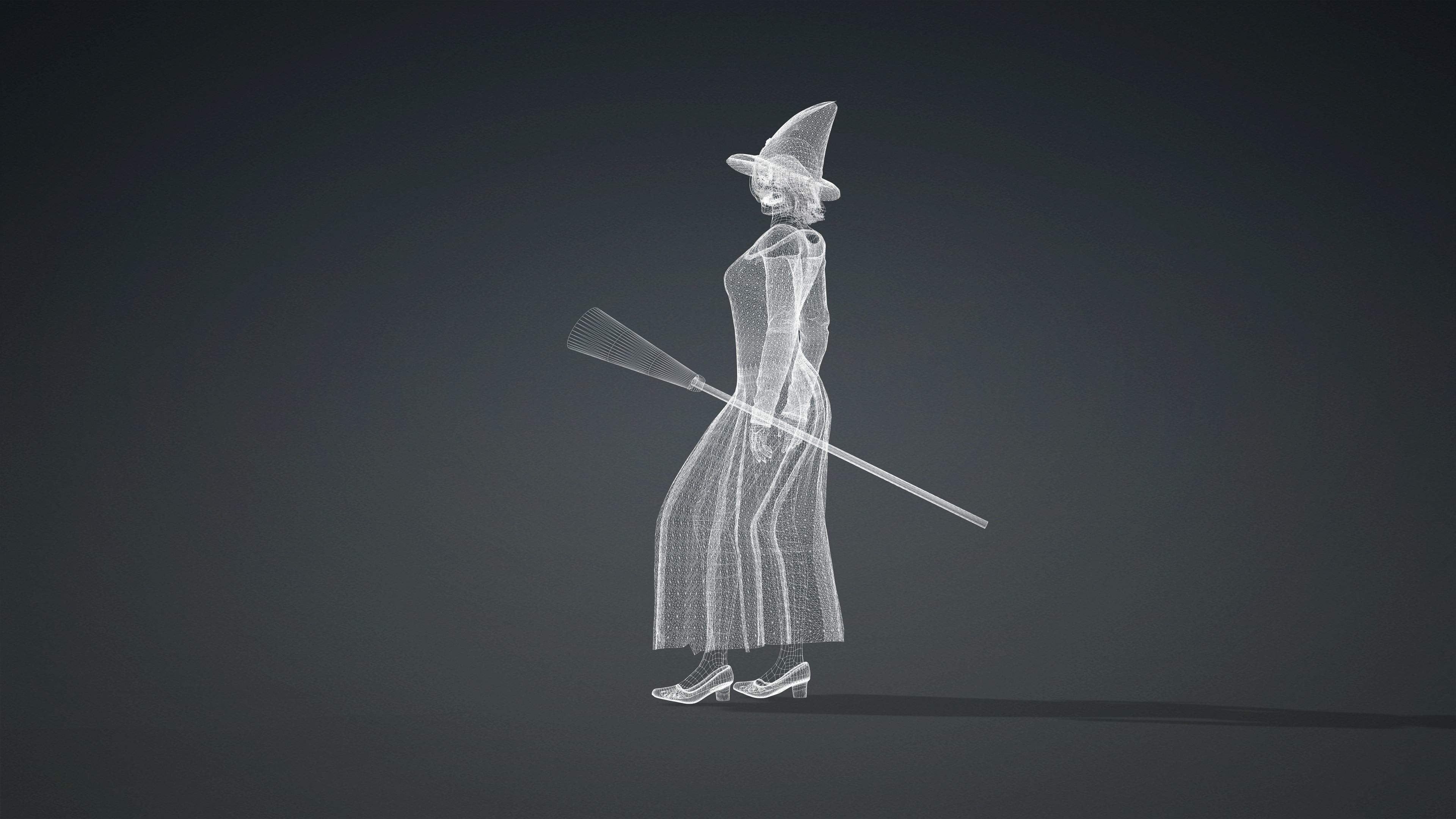 High Quality Female Witch Halloween Low-poly 3D model_37