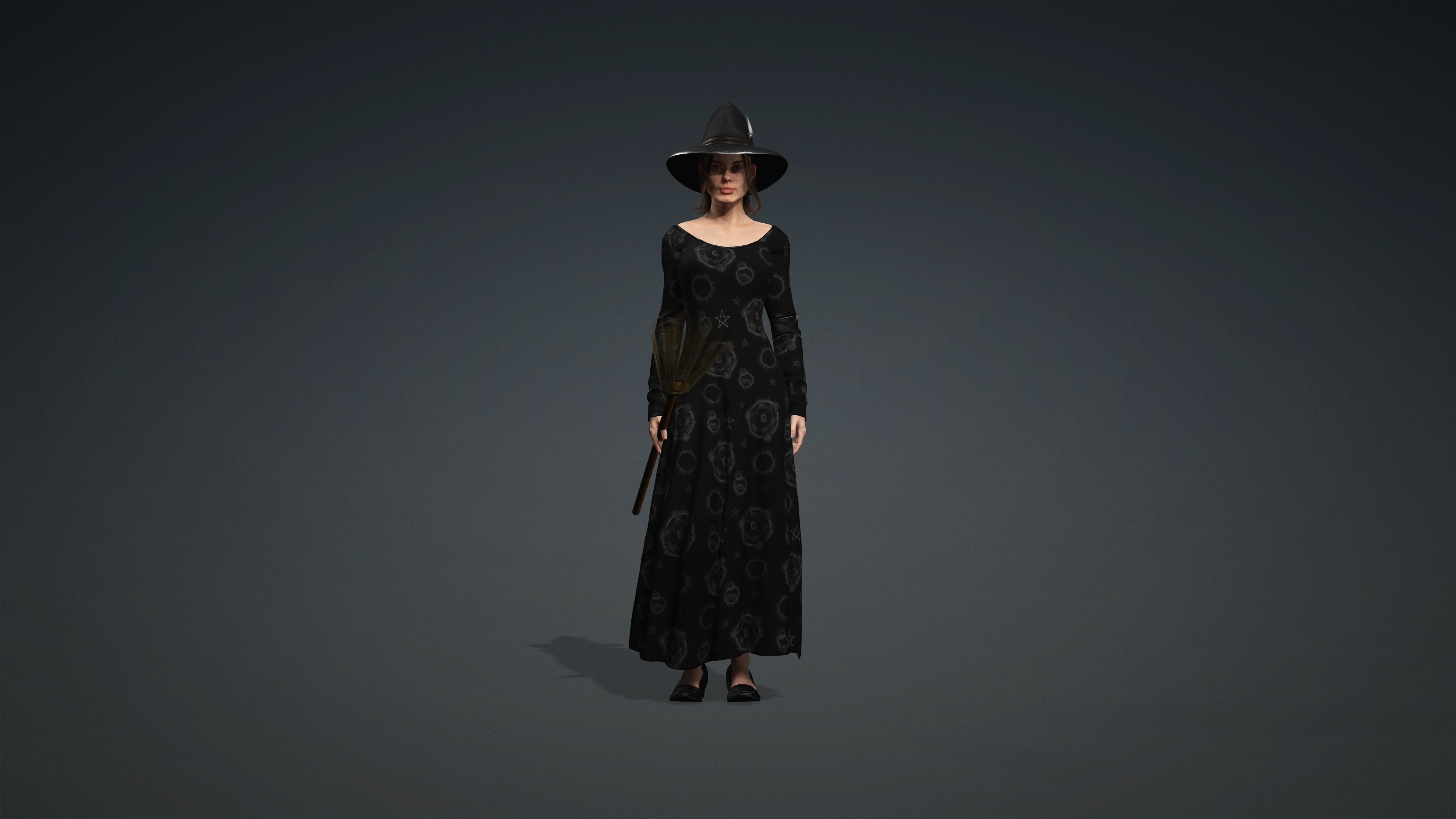 High Quality Female Witch Halloween Low-poly 3D model_3